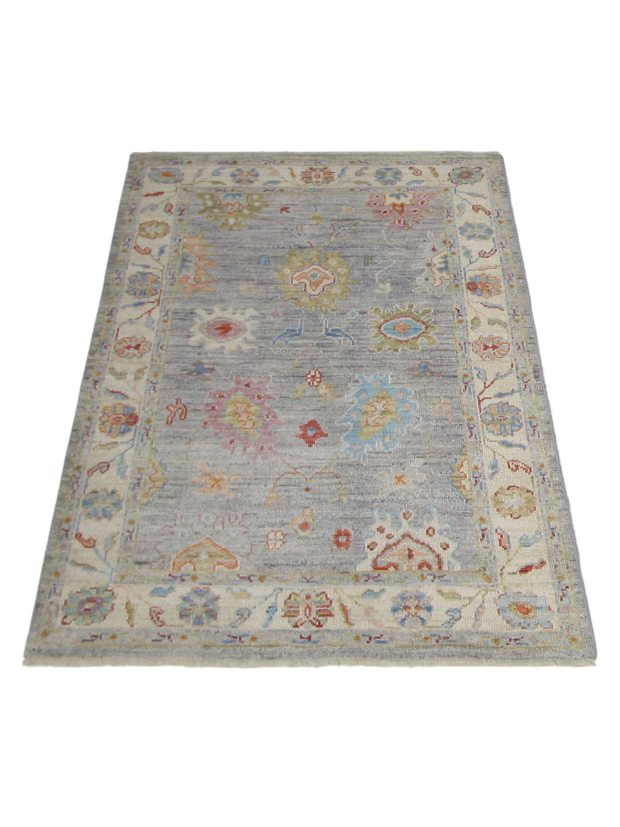Ushak Wool Weft Hand Knotted Ivory 4x6 - Image 2 of 5
