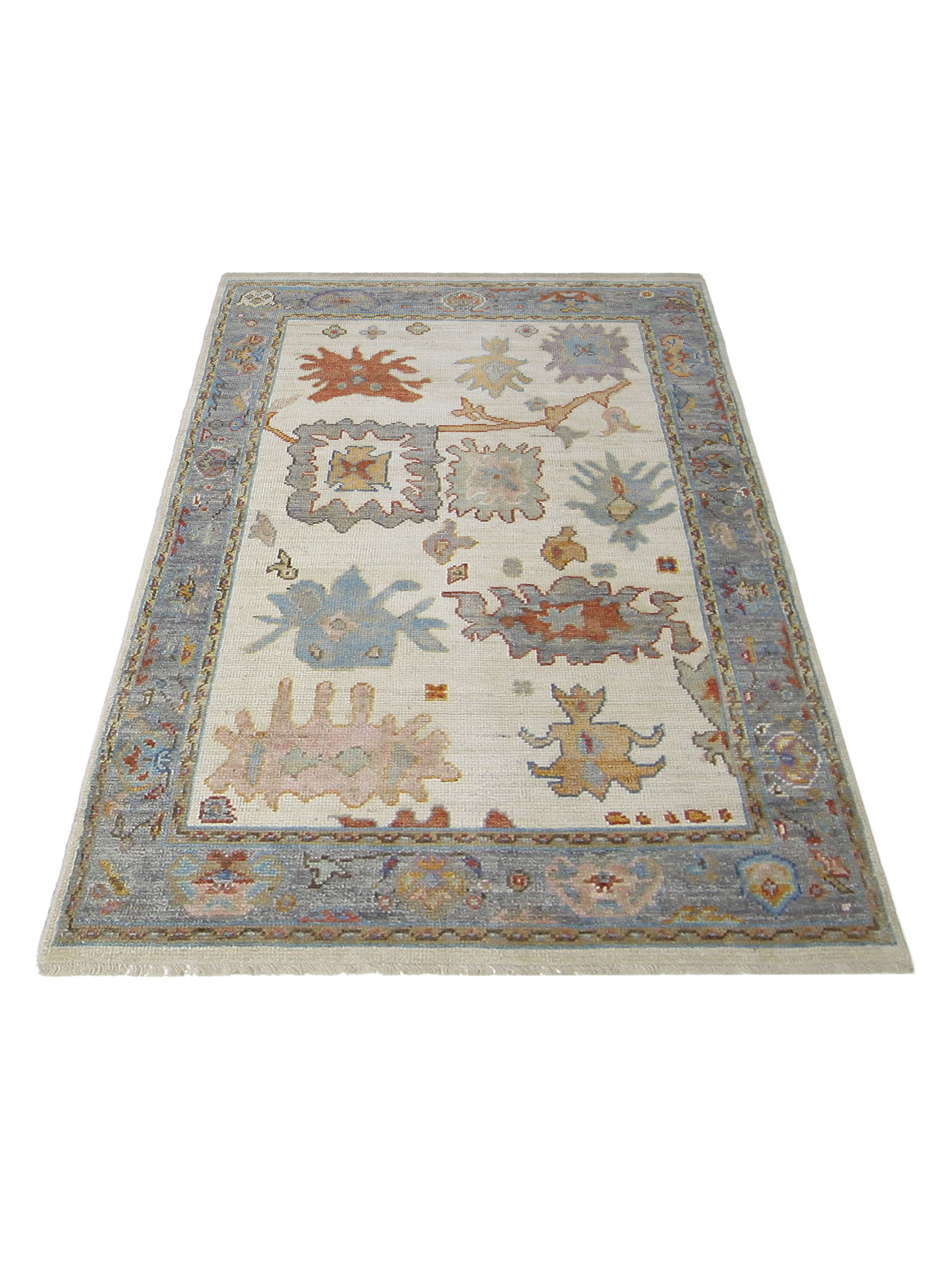 Ushak Wool Weft Hand Knotted Ivory 4x6 - Image 2 of 5