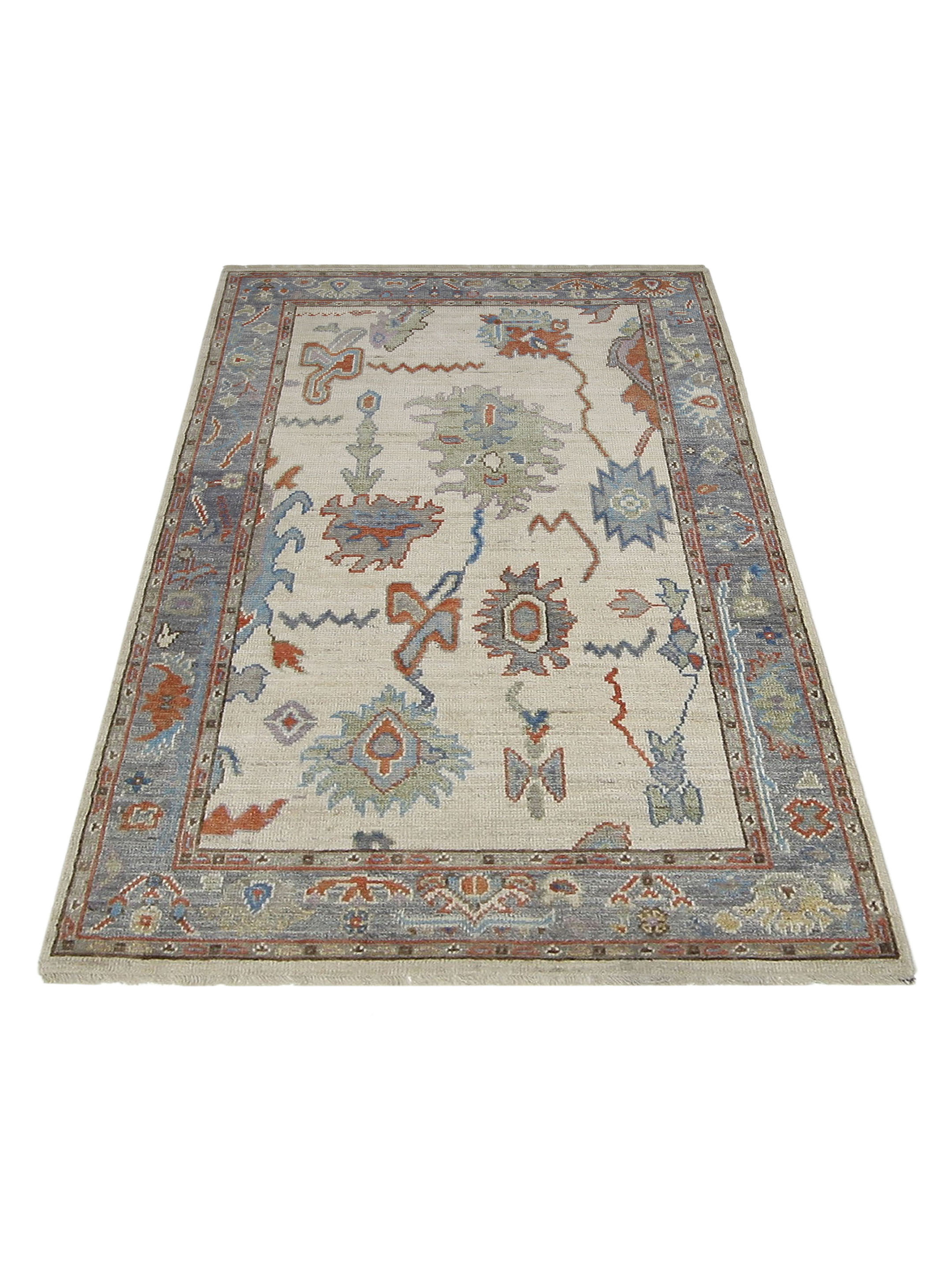 Ushak Wool Weft Hand Knotted Ivory 4x6 - Image 2 of 5