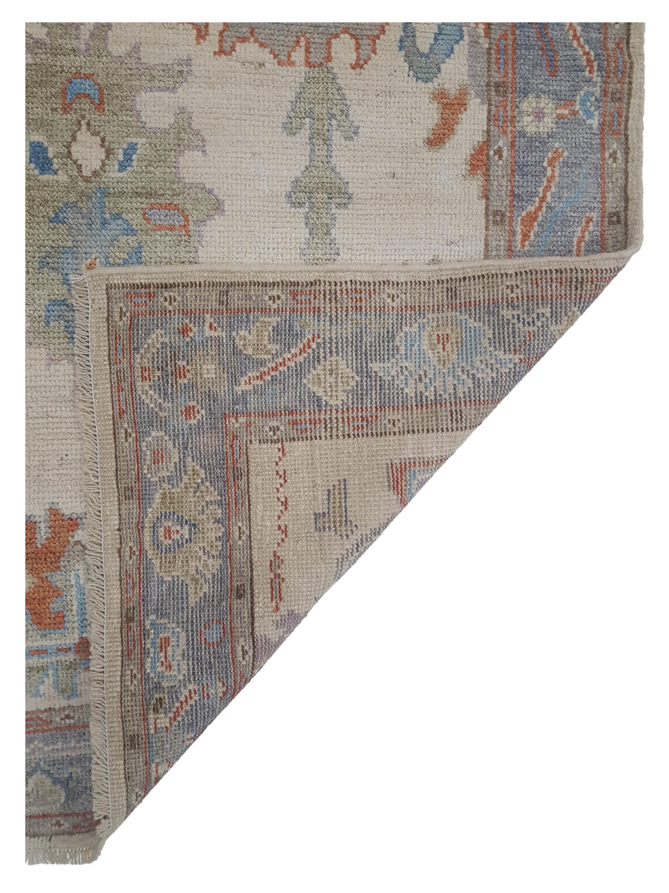 Ushak Wool Weft Hand Knotted Ivory 4x6 - Image 5 of 5