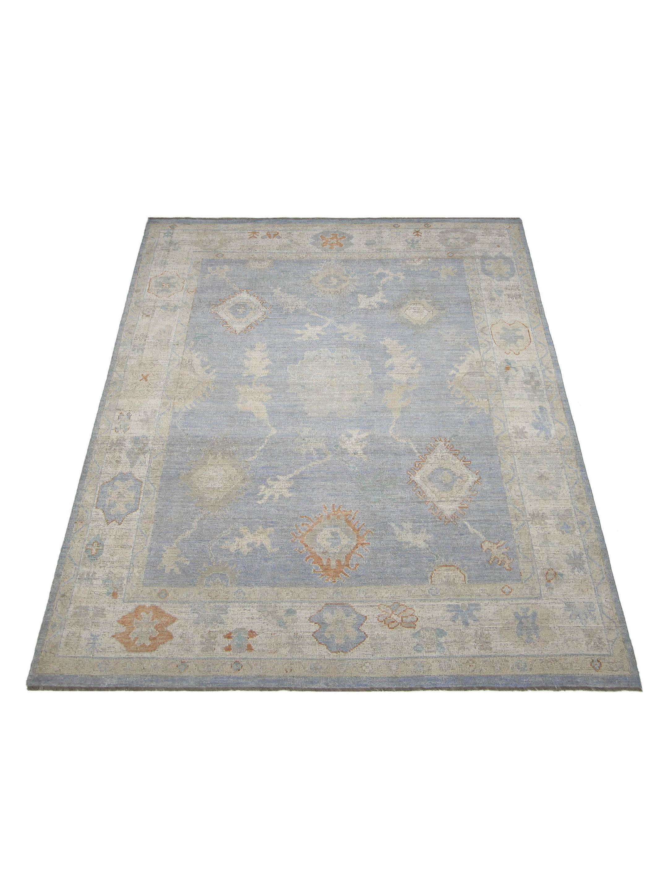 Ushak Wool Weft Hand Knotted Blue 8x10 - Image 2 of 4