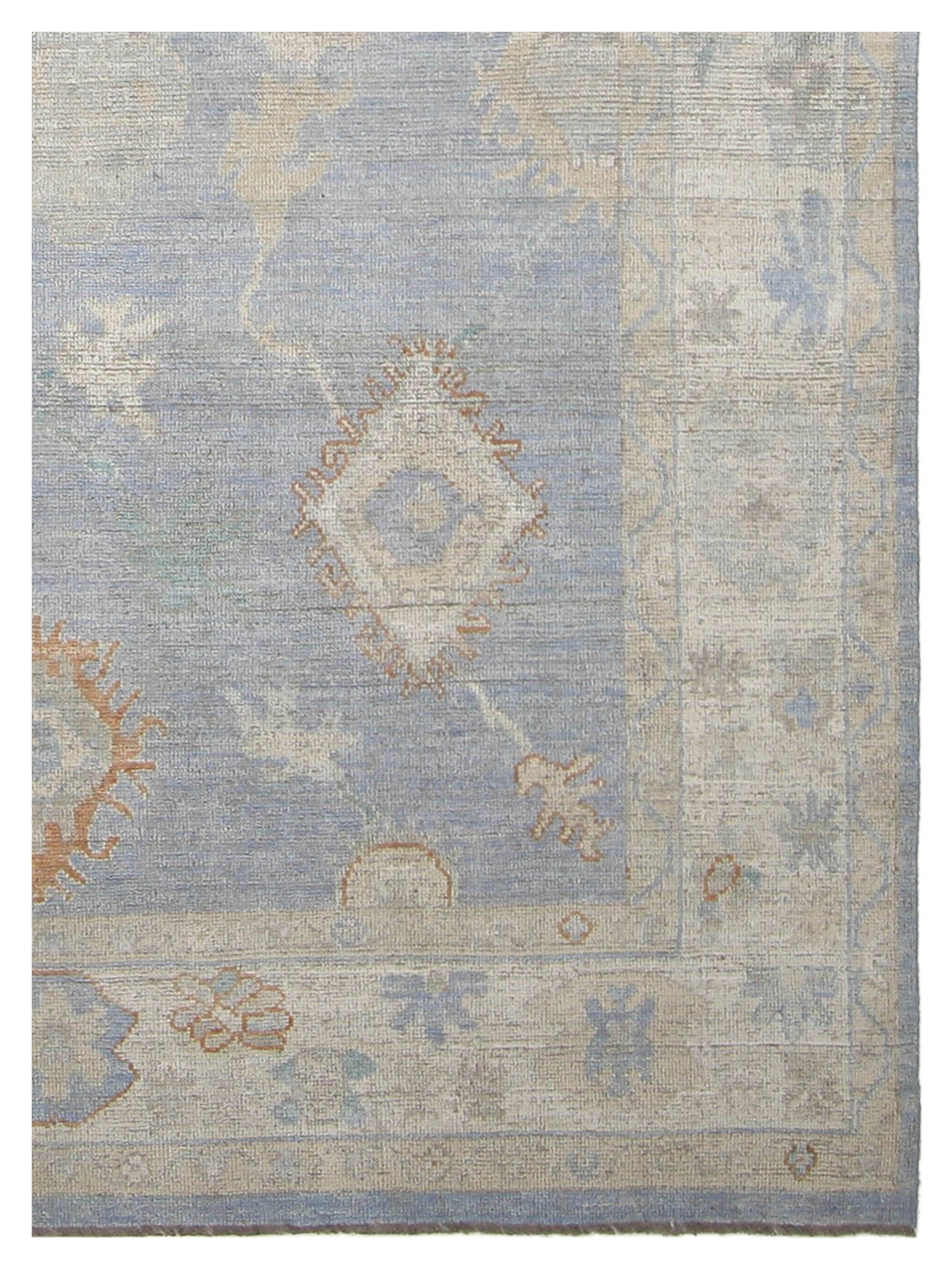 Ushak Wool Weft Hand Knotted Blue 8x10 - Image 3 of 4