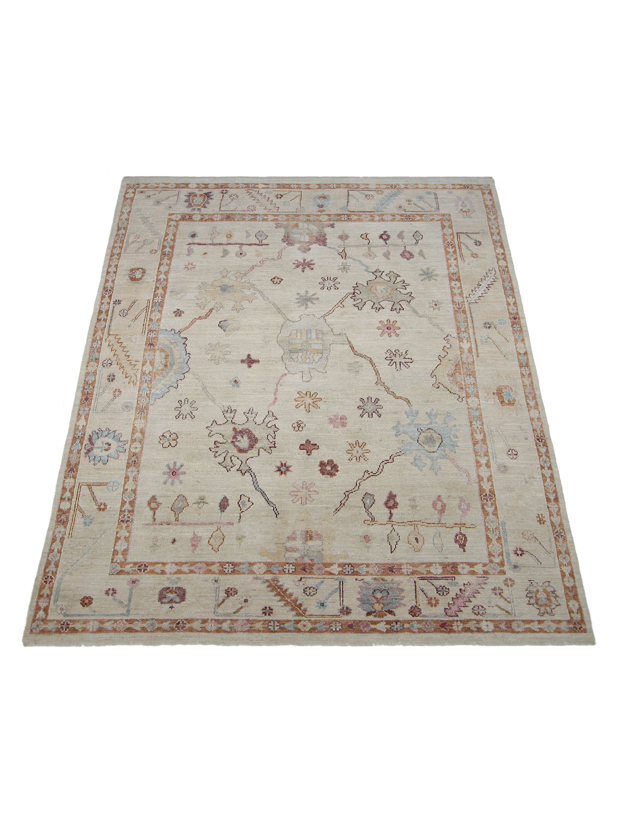 Ushak Wool Weft Hand Knotted Beige 8x10 - Image 2 of 4