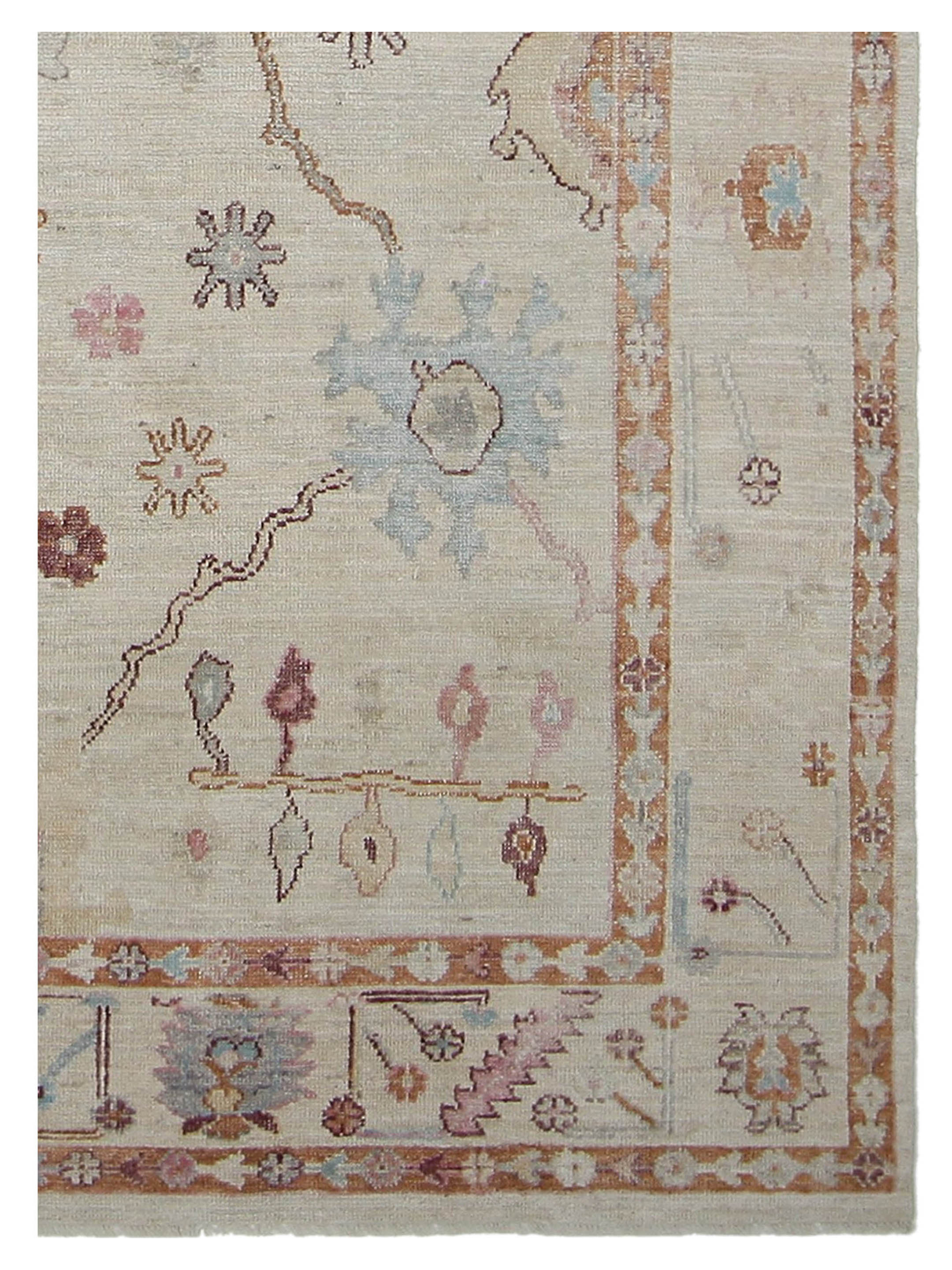 Ushak Wool Weft Hand Knotted Beige 8x10 - Image 3 of 4