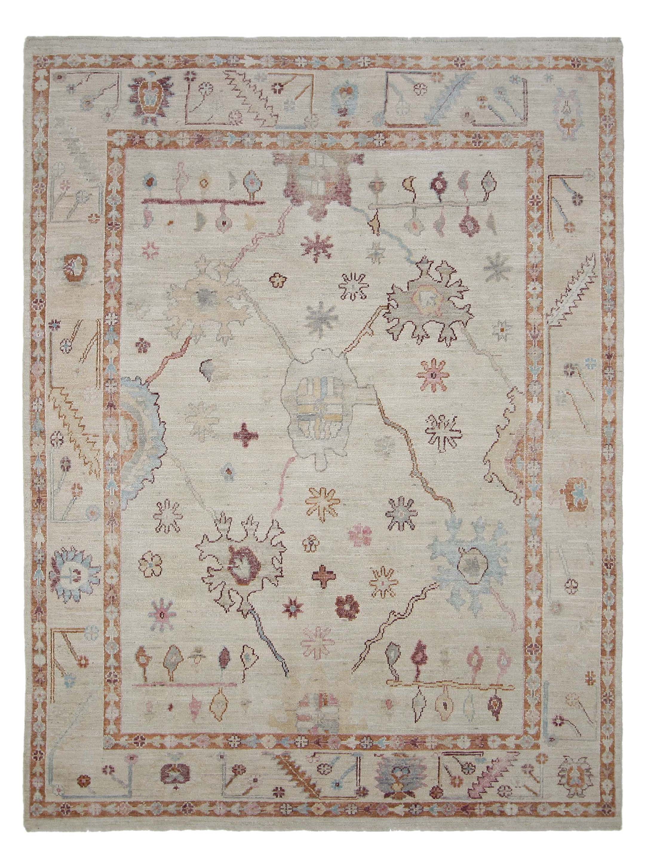 Ushak Wool Weft Hand Knotted Beige 8x10