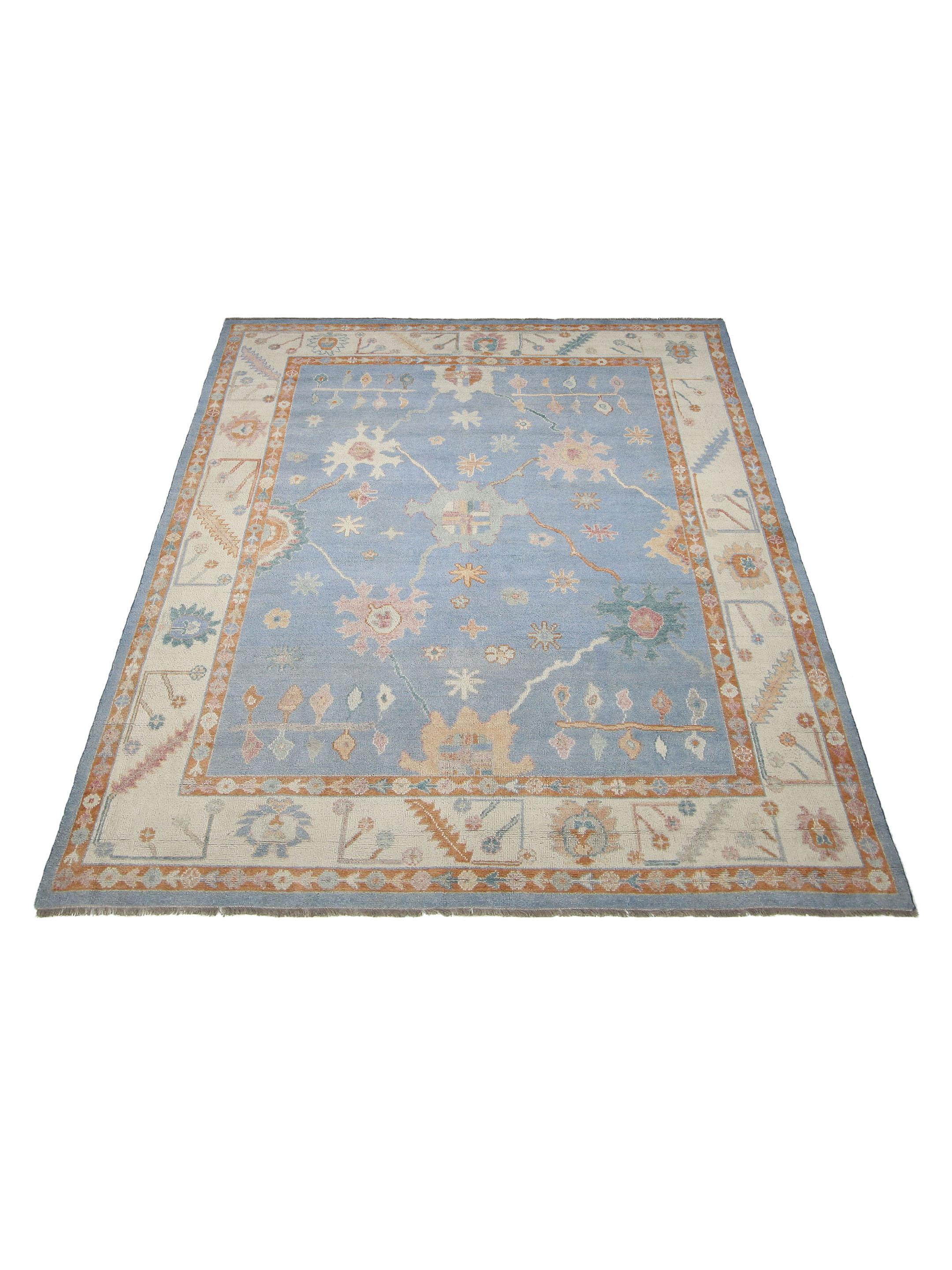 Ushak Wool Weft Hand Knotted Blue 8x10 - Image 2 of 4