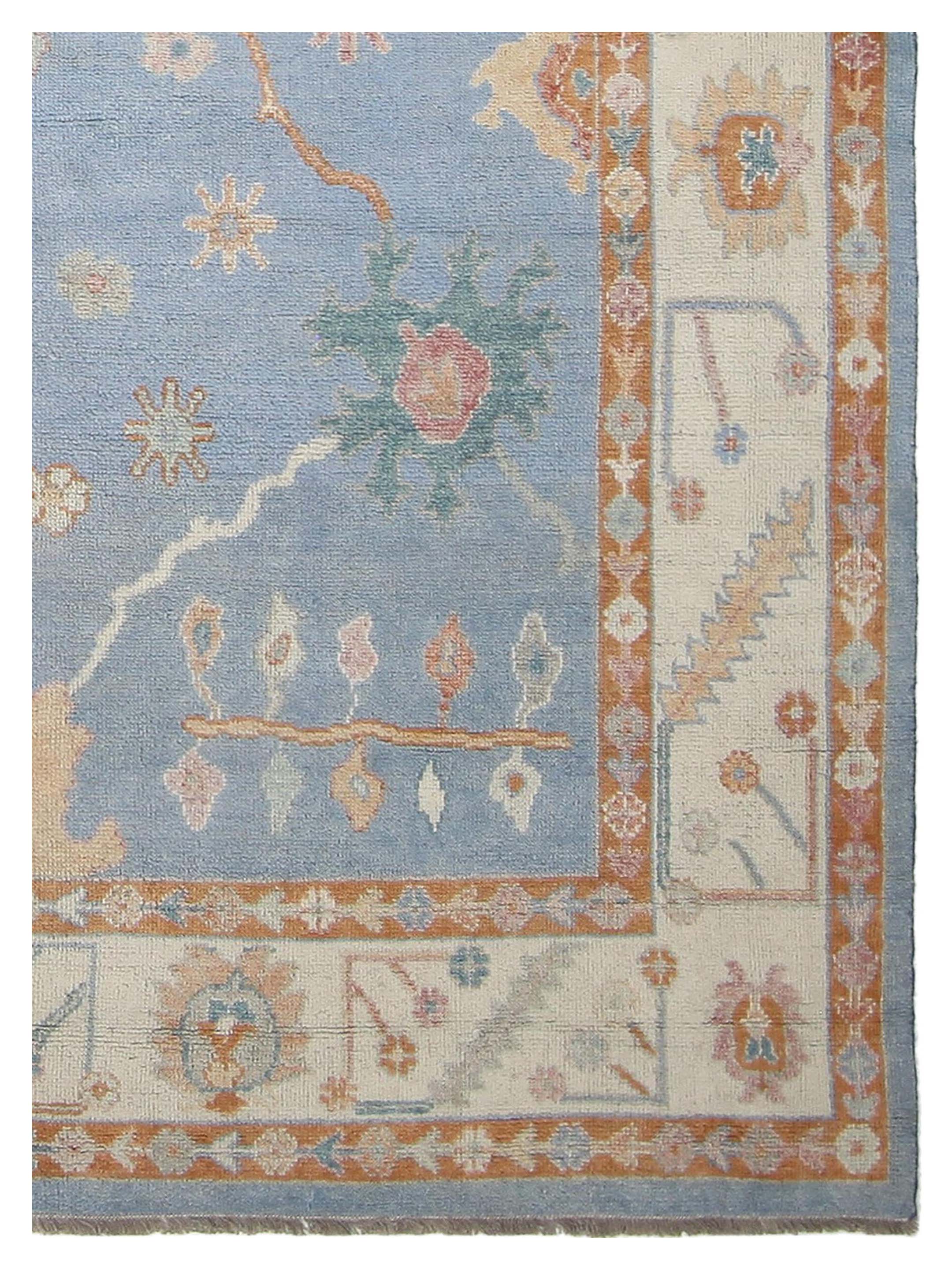 Ushak Wool Weft Hand Knotted Blue 8x10 - Image 3 of 4