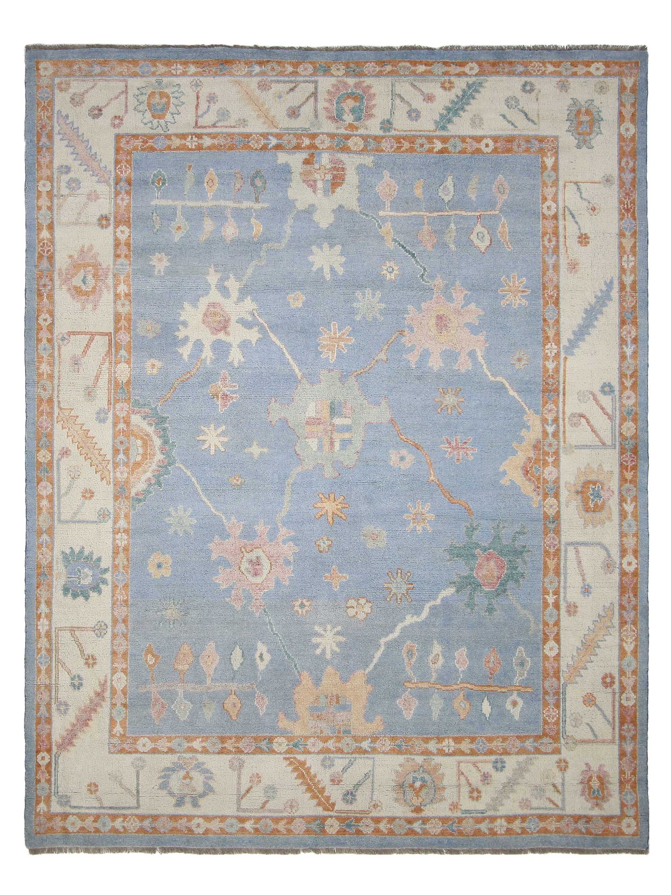 Ushak Wool Weft Hand Knotted Blue 8x10