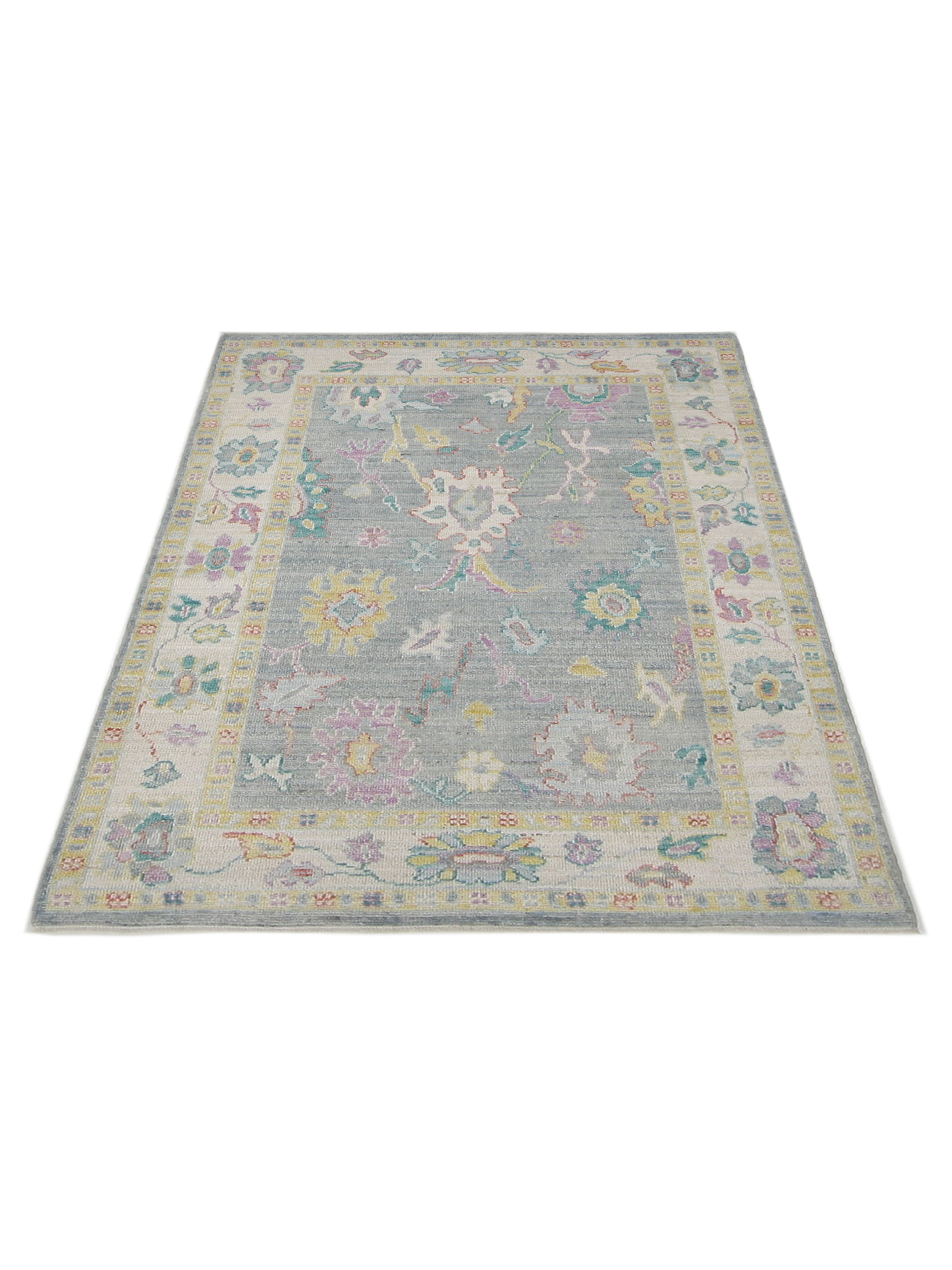Ushak Wool Weft Hand Knotted Lt.Grey 4x6 - Image 2 of 5