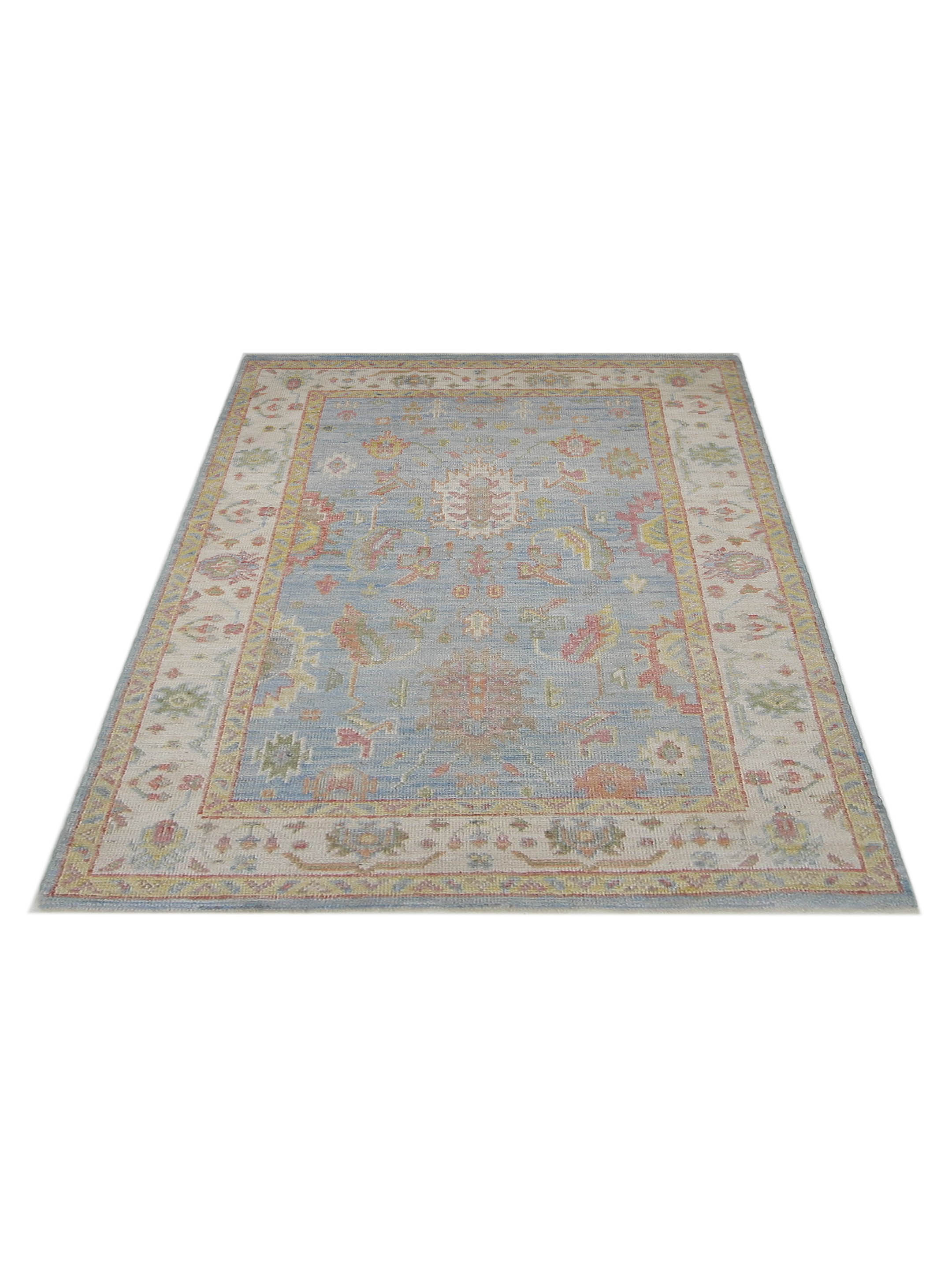 Ushak Wool Weft Hand Knotted Lt.Blue 4x6 - Image 2 of 5