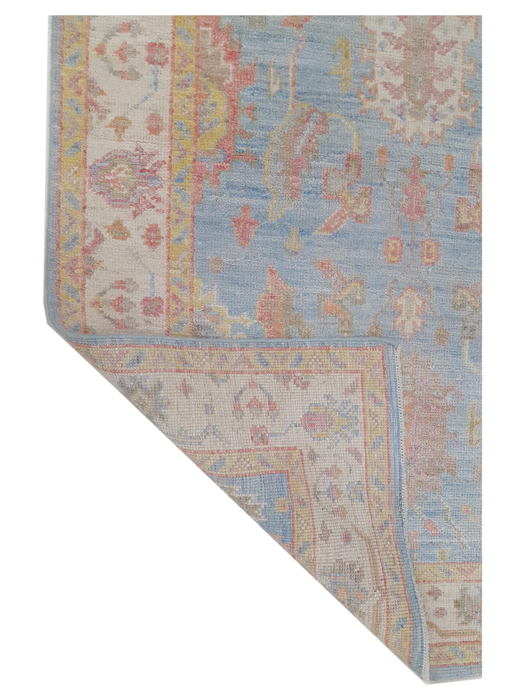 Ushak Wool Weft Hand Knotted Lt.Blue 4x6 - Image 5 of 5