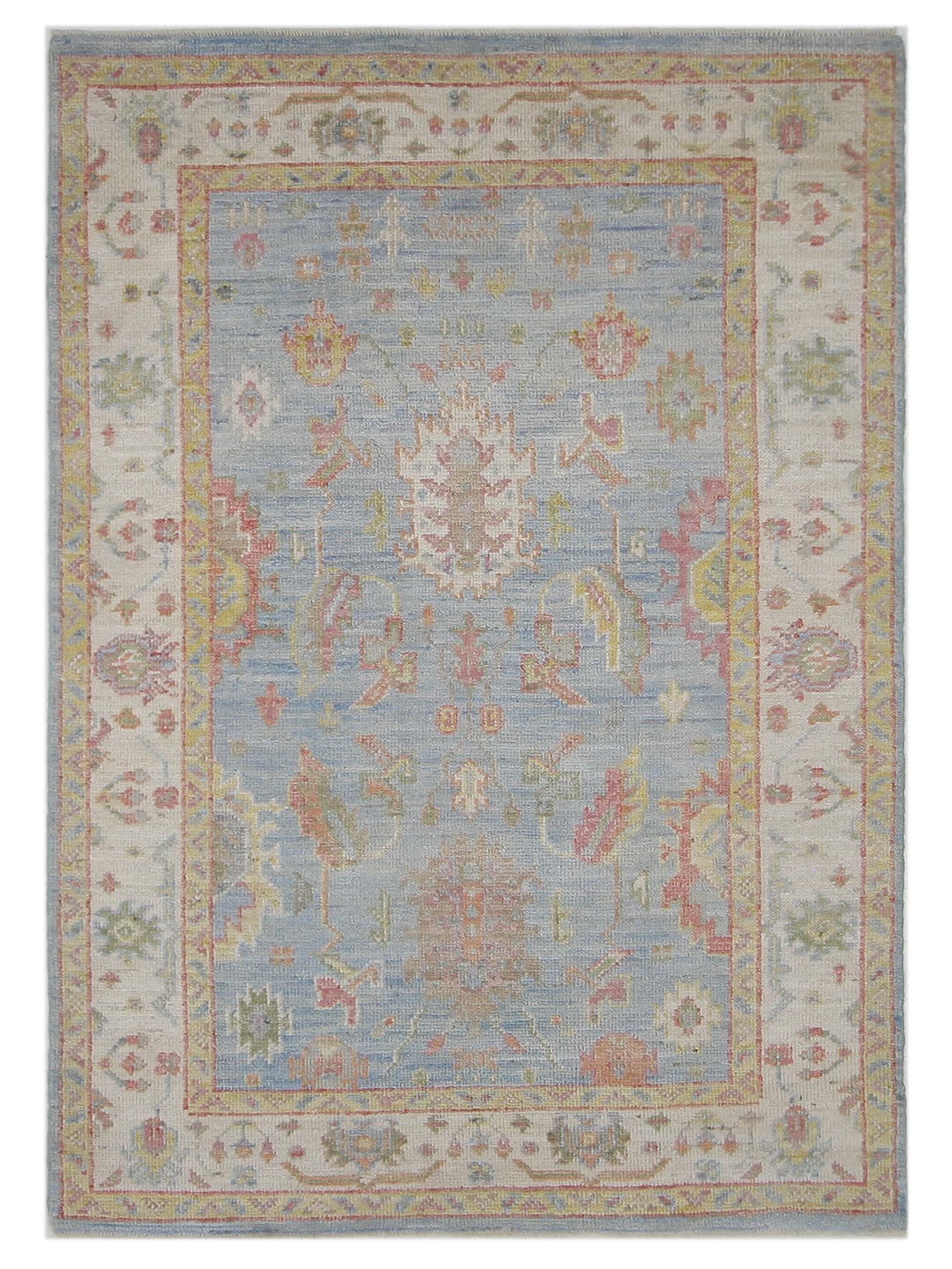 Ushak Wool Weft Hand Knotted Lt.Blue 4x6