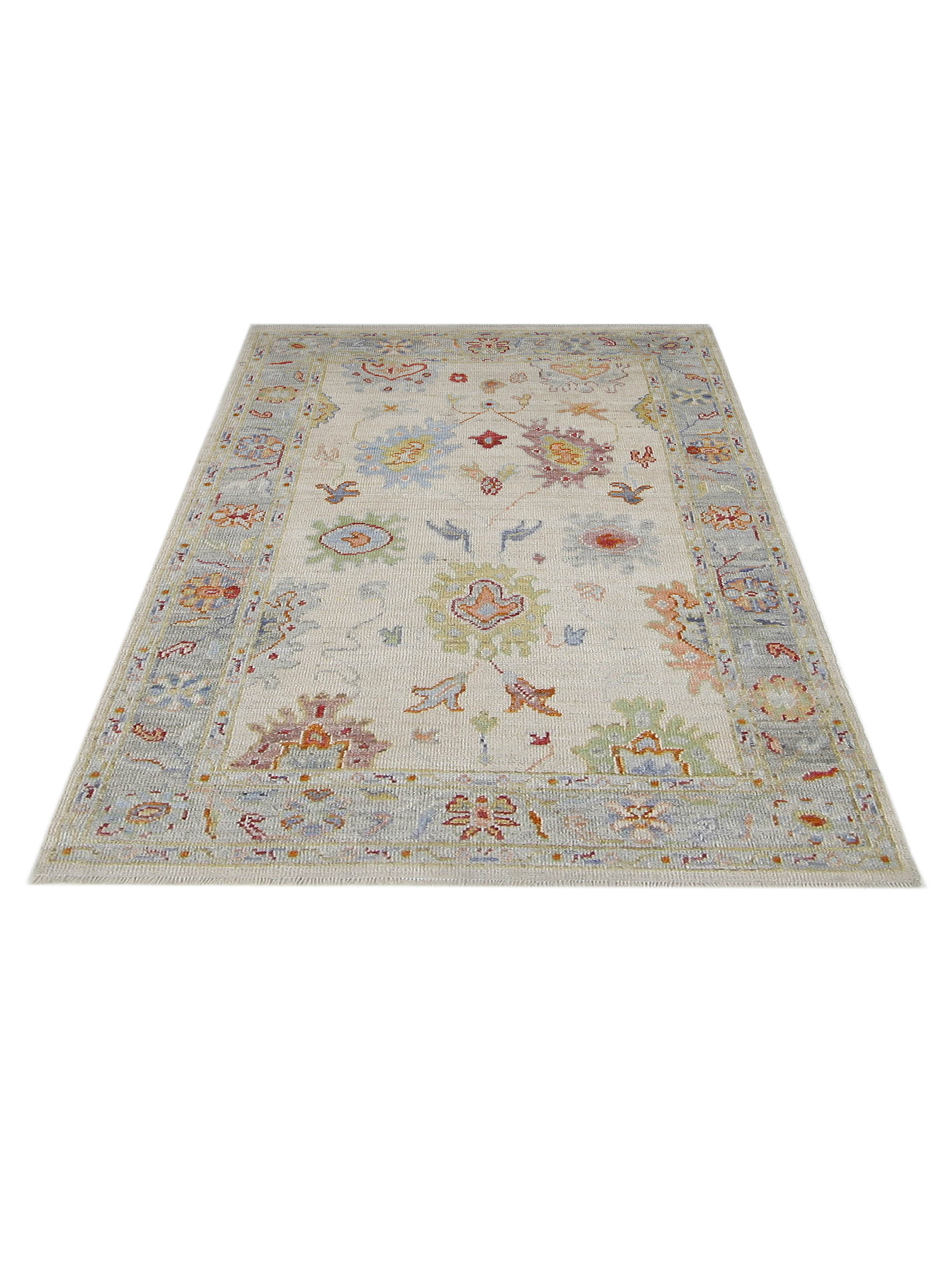 Ushak Wool Weft Hand Knotted Ivory 4x6 - Image 2 of 5