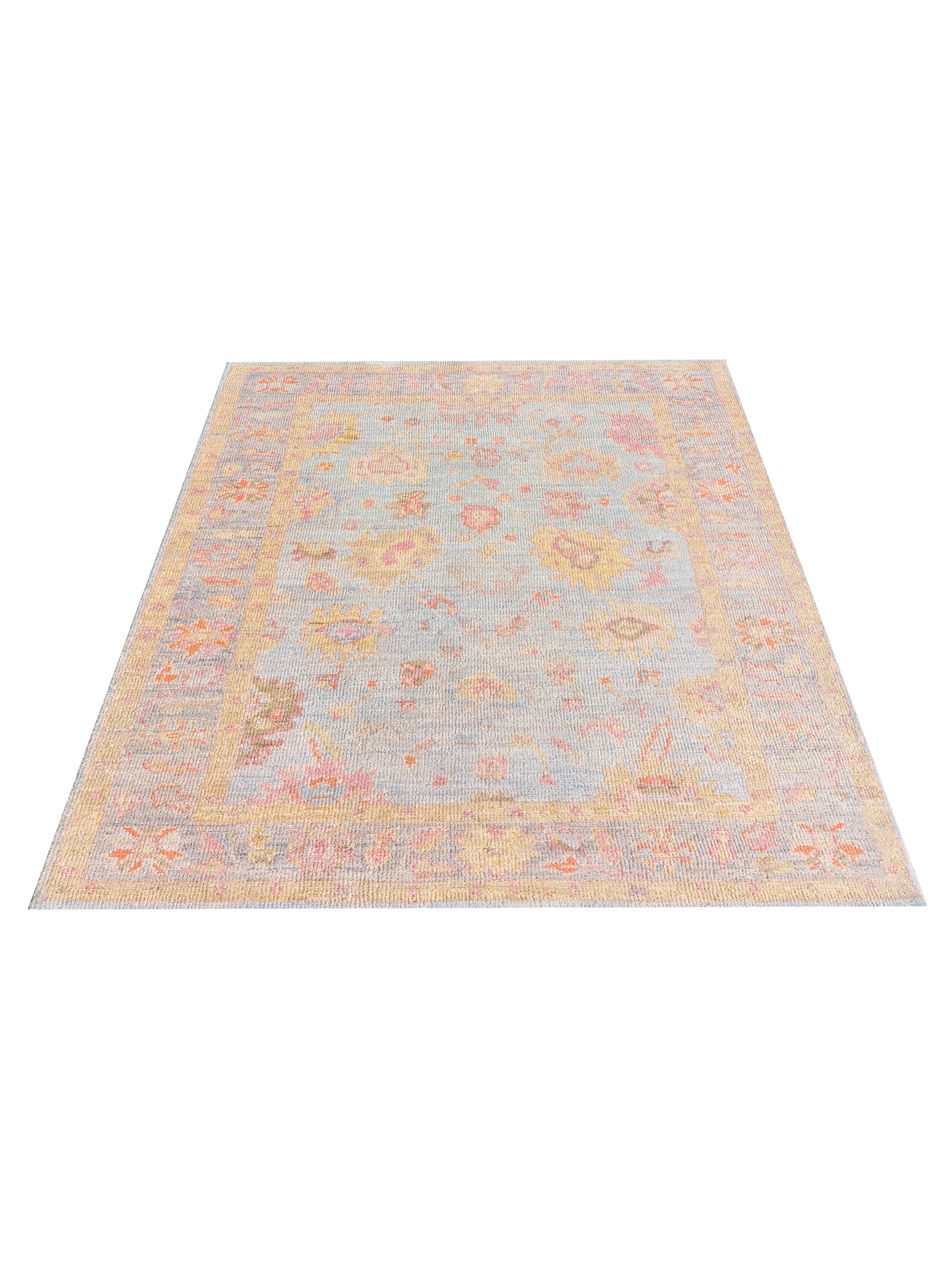 Ushak Wool Weft Hand Knotted Lt.Blue 4x6 - Image 2 of 9