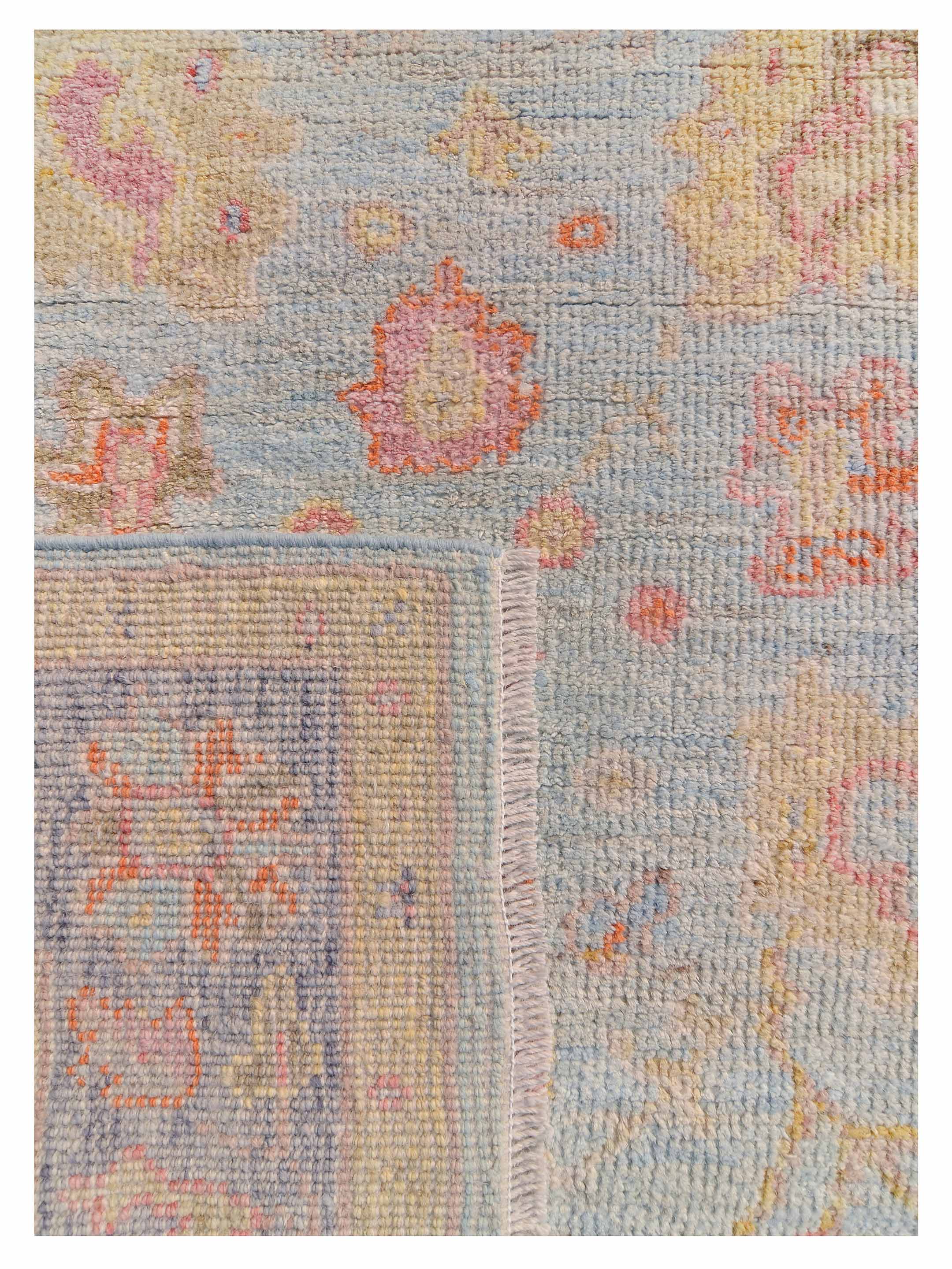 Ushak Wool Weft Hand Knotted Lt.Blue 4x6 - Image 5 of 9