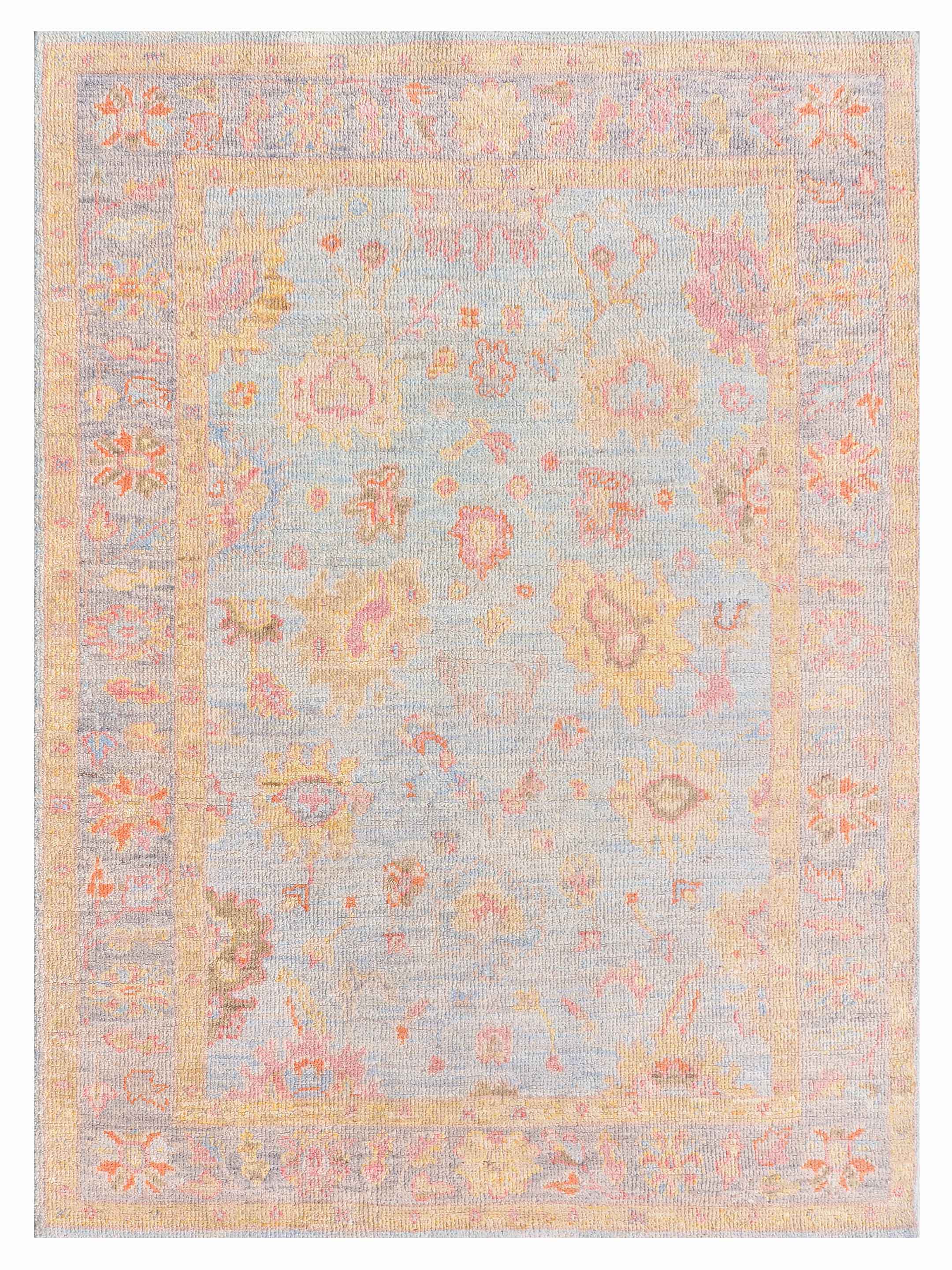 Ushak Wool Weft Hand Knotted Lt.Blue 4x6