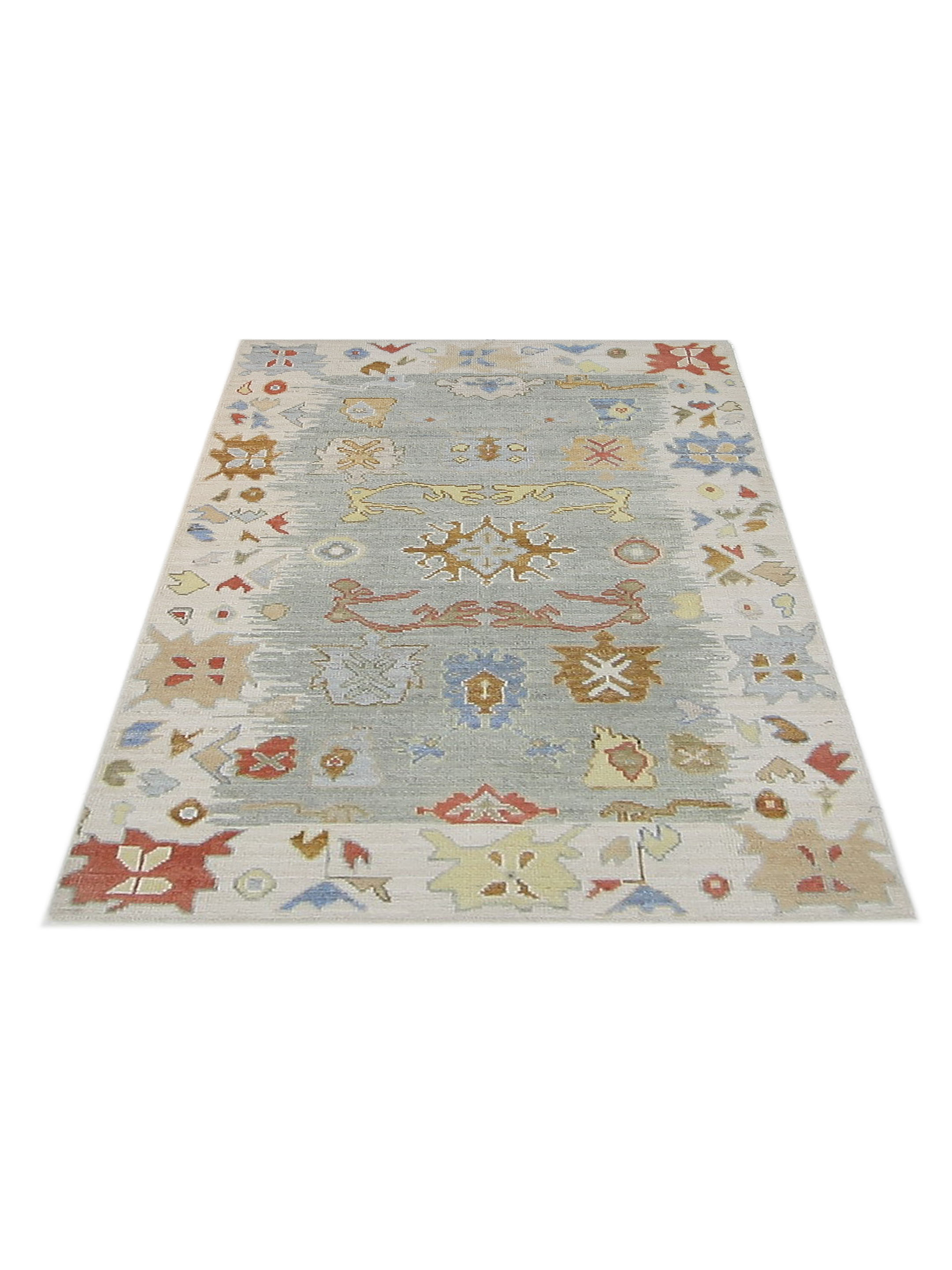 Ushak Wool Weft Hand Knotted Lt.Grey 4x6 - Image 2 of 5