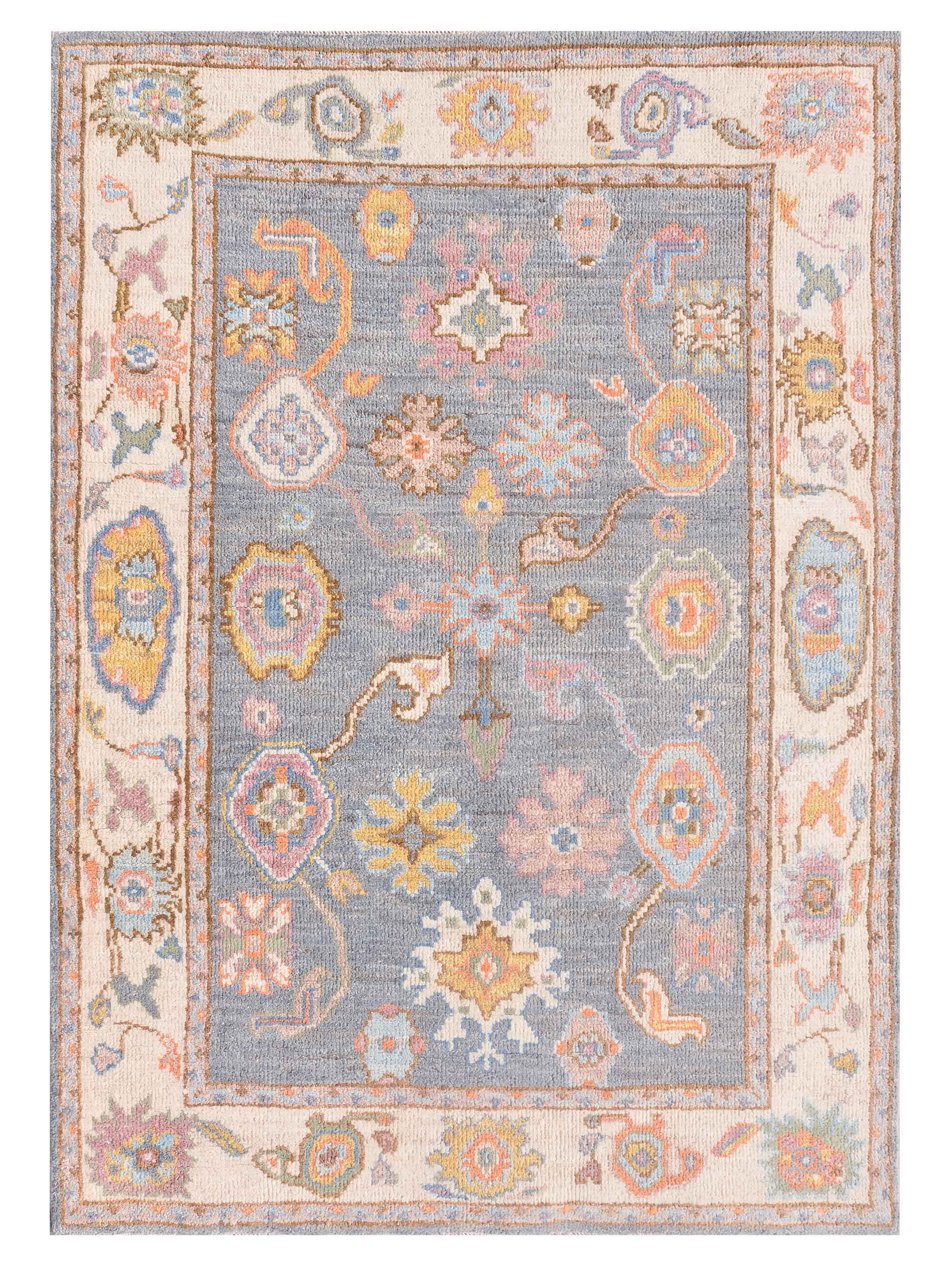 Ushak Wool Weft Hand Knotted Grey 4x6