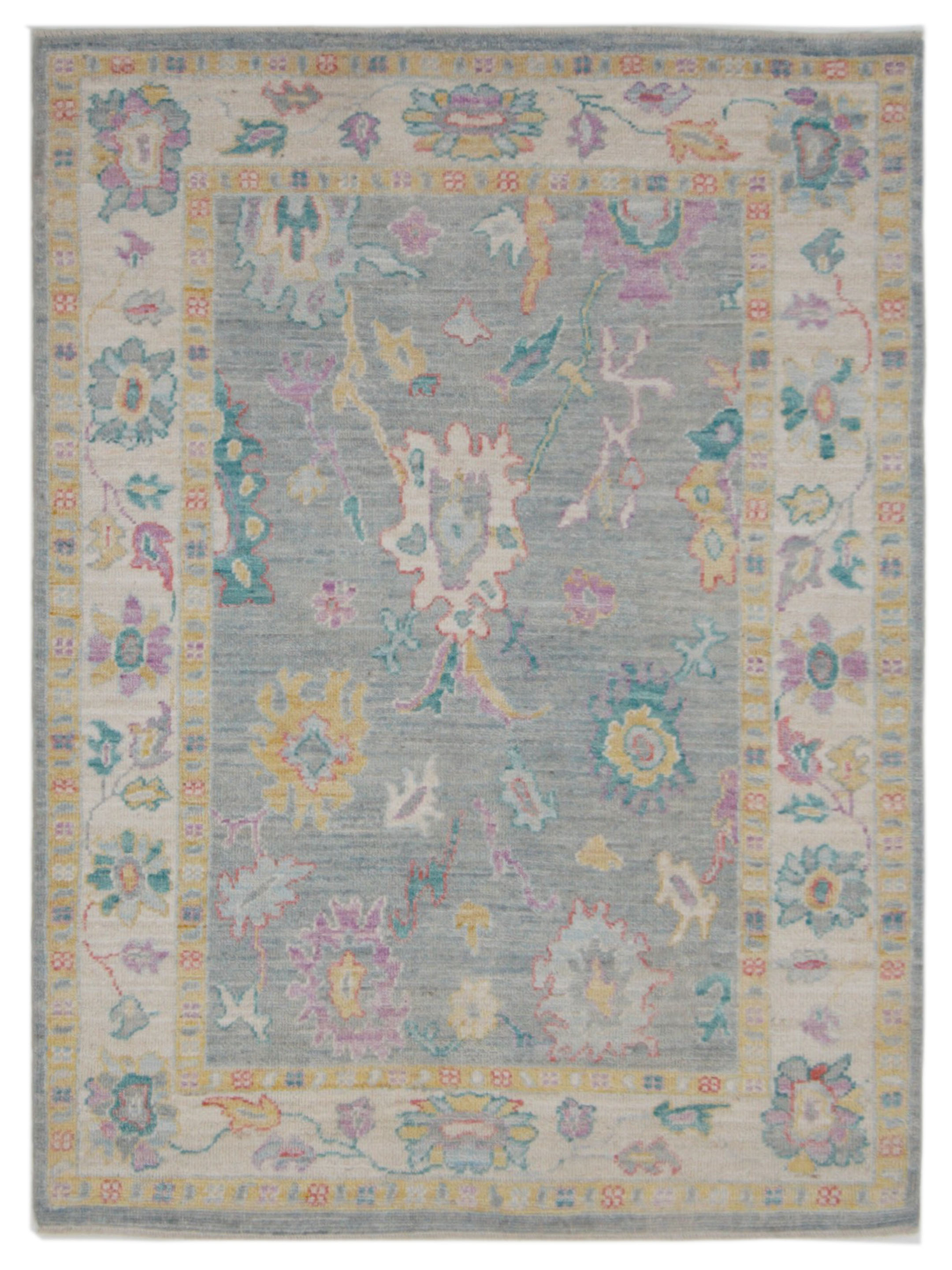 Ushak Wool Weft Hand Knotted Lt.Grey 4x6