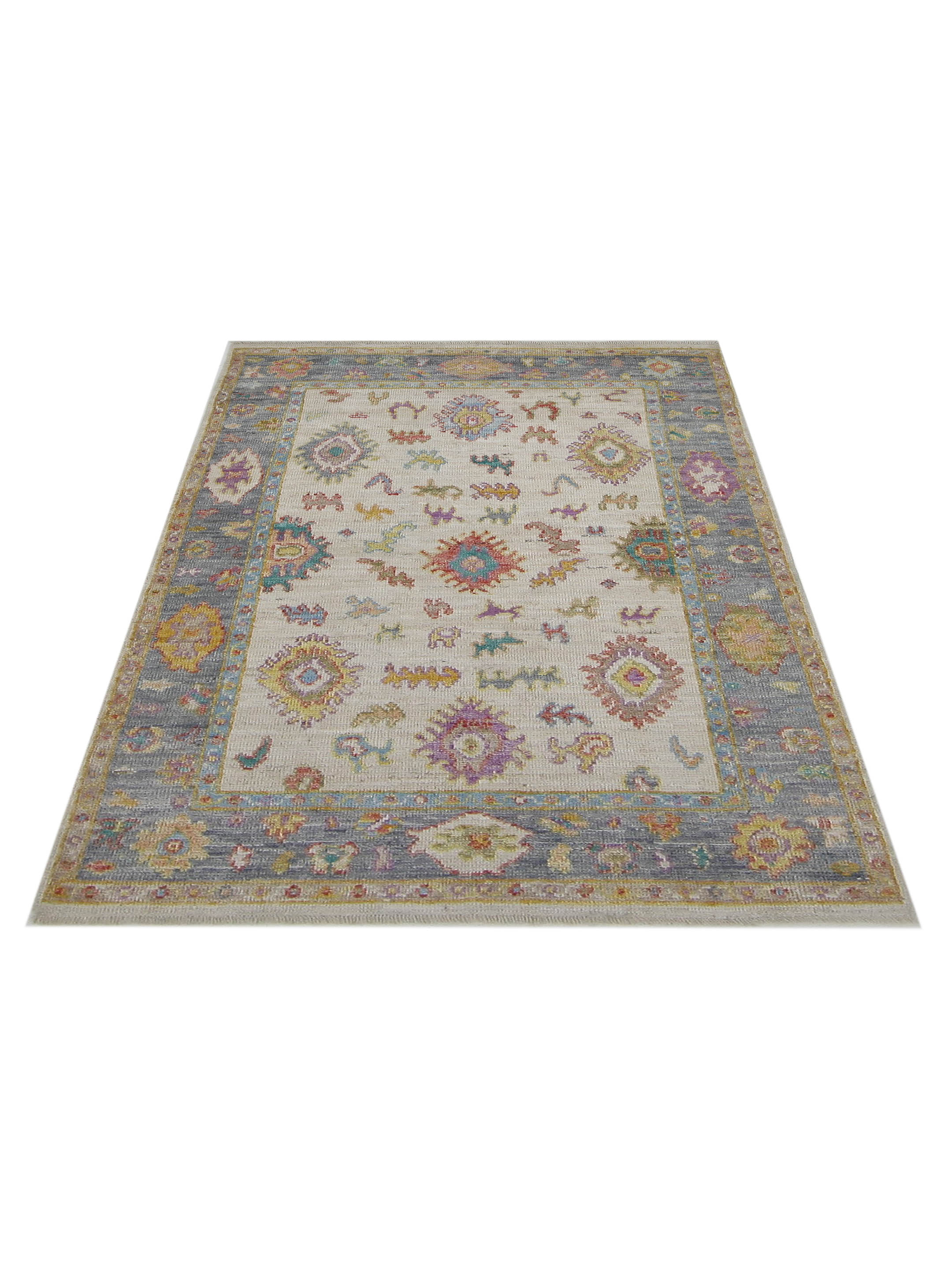Ushak Wool Weft Hand Knotted Ivory 4x6 - Image 2 of 5