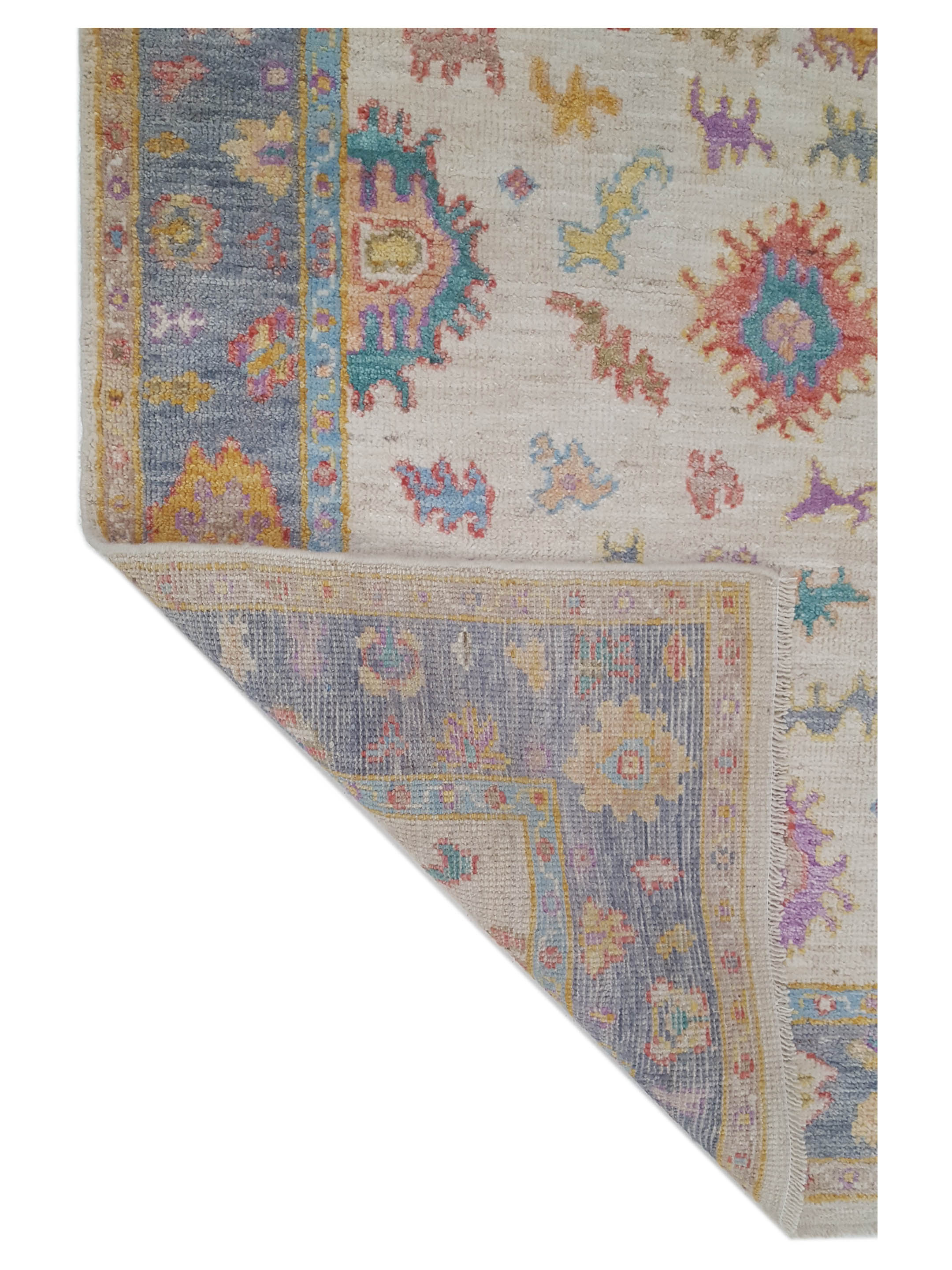 Ushak Wool Weft Hand Knotted Ivory 4x6 - Image 5 of 5