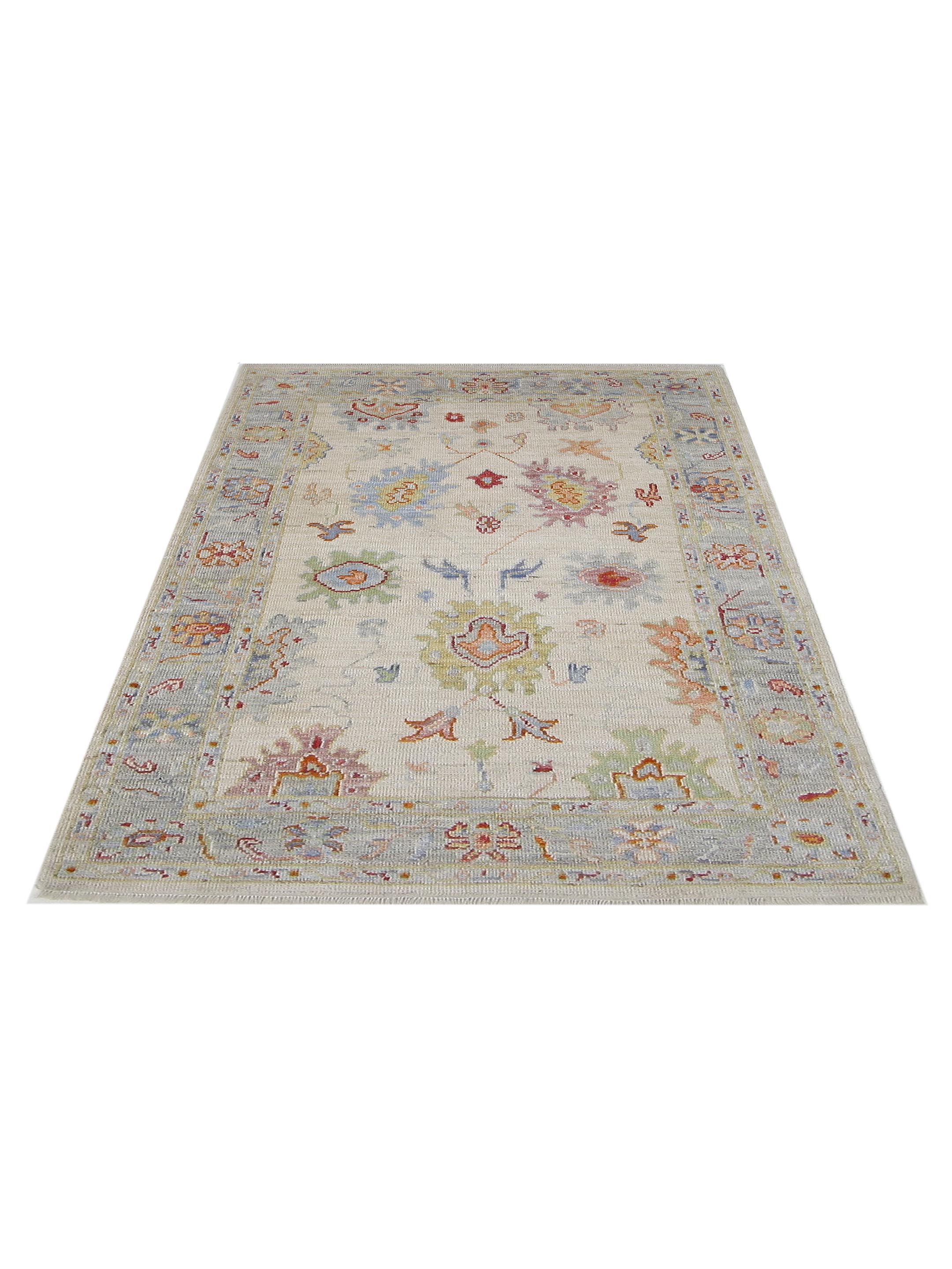 Ushak Wool Weft Hand Knotted Ivory 4x6 - Image 2 of 5