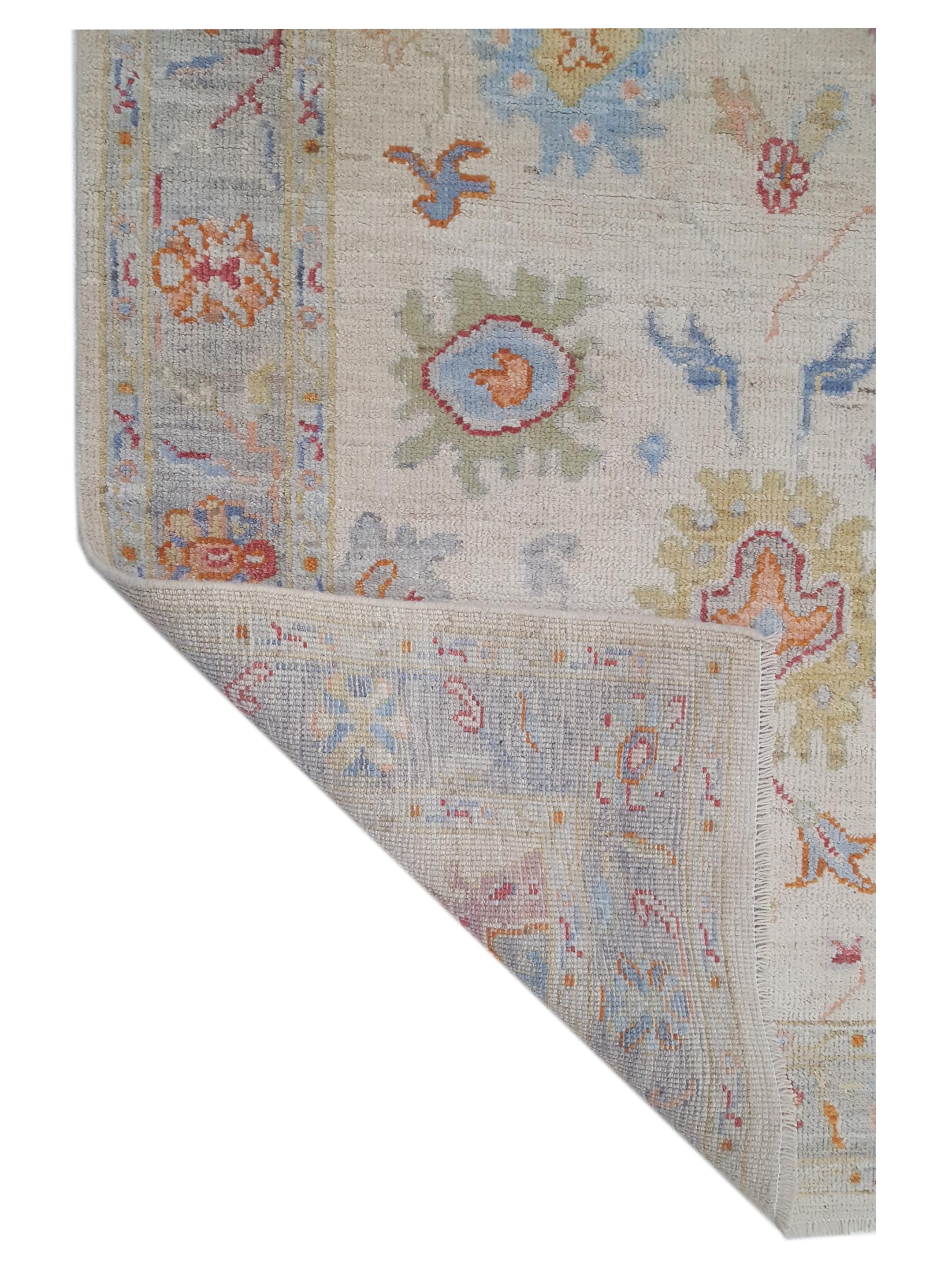 Ushak Wool Weft Hand Knotted Ivory 4x6 - Image 5 of 5