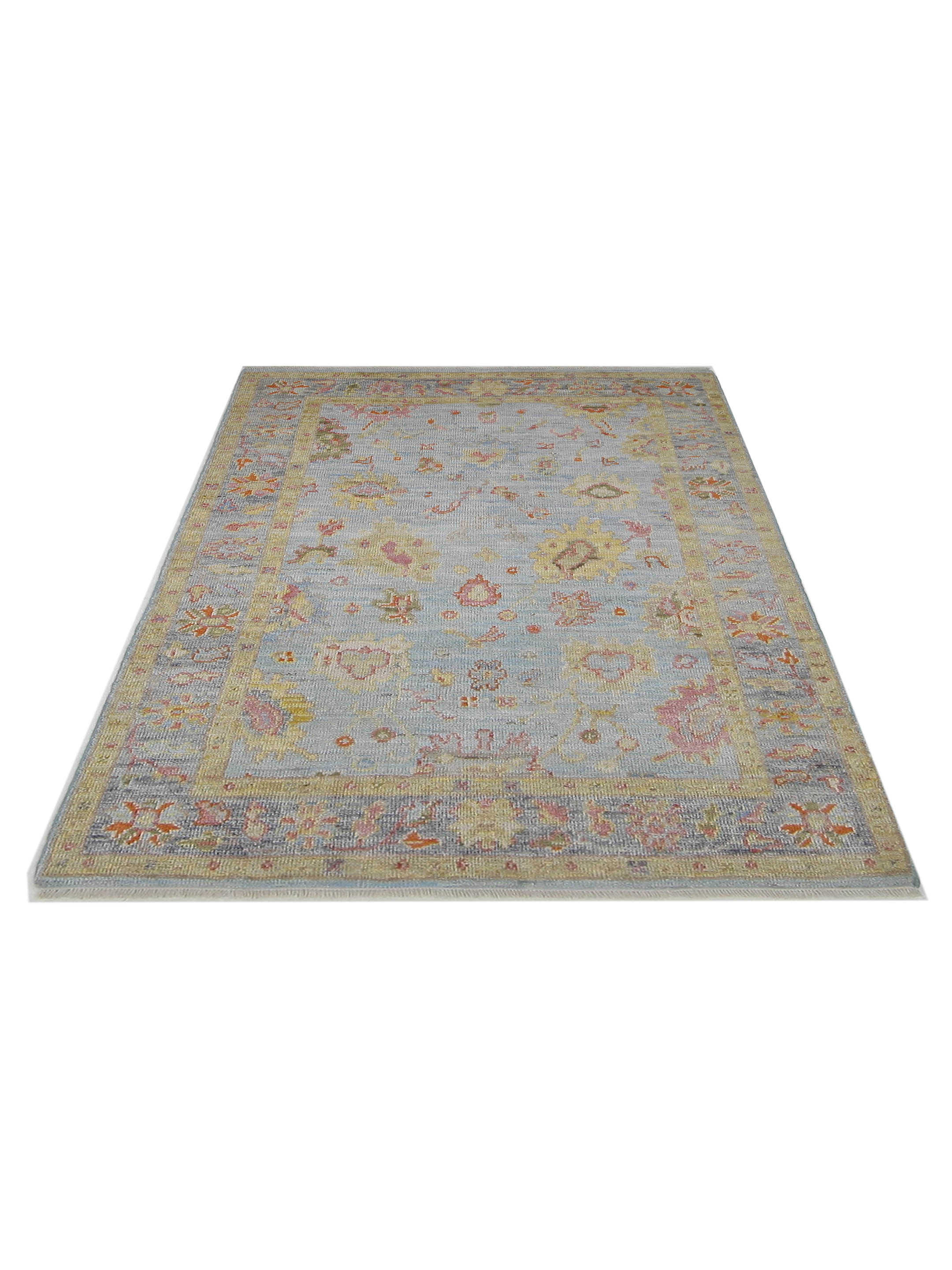 Ushak Wool Weft Hand Knotted Lt.Blue 4x6 - Image 2 of 5
