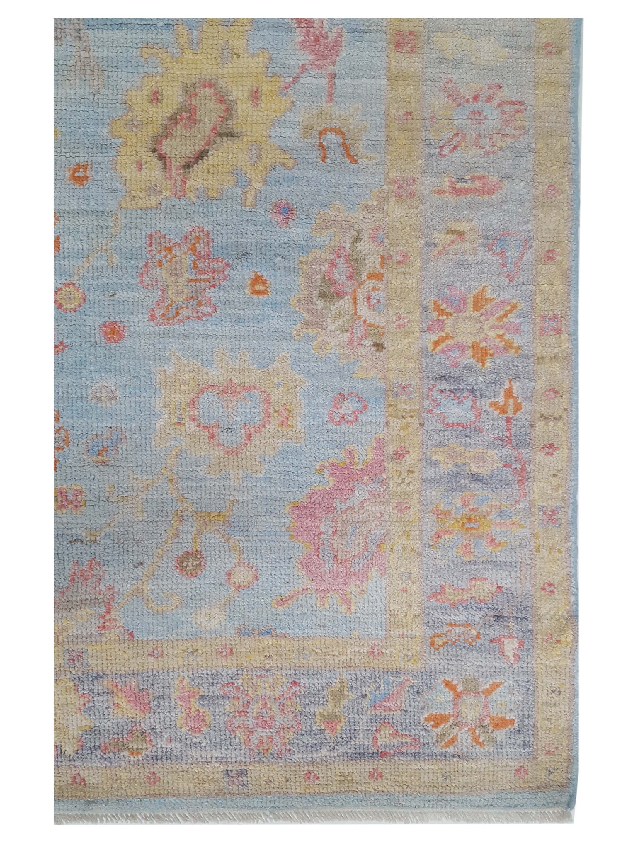 Ushak Wool Weft Hand Knotted Lt.Blue 4x6 - Image 3 of 5
