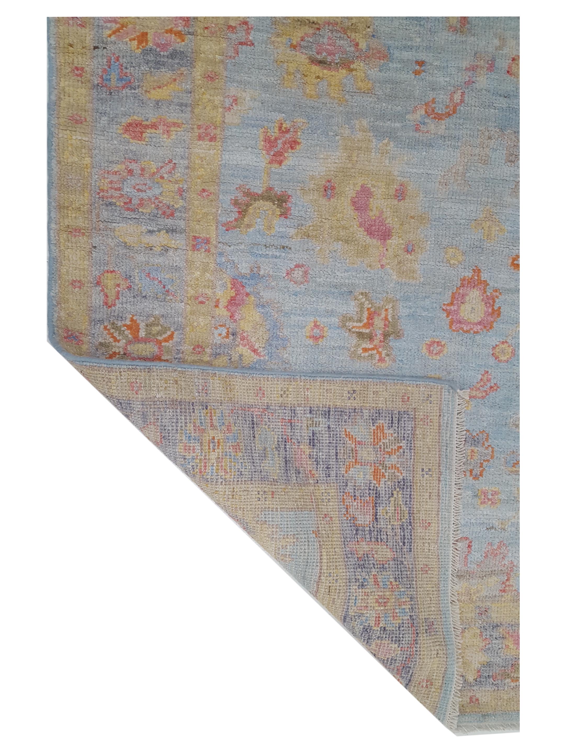 Ushak Wool Weft Hand Knotted Lt.Blue 4x6 - Image 5 of 5