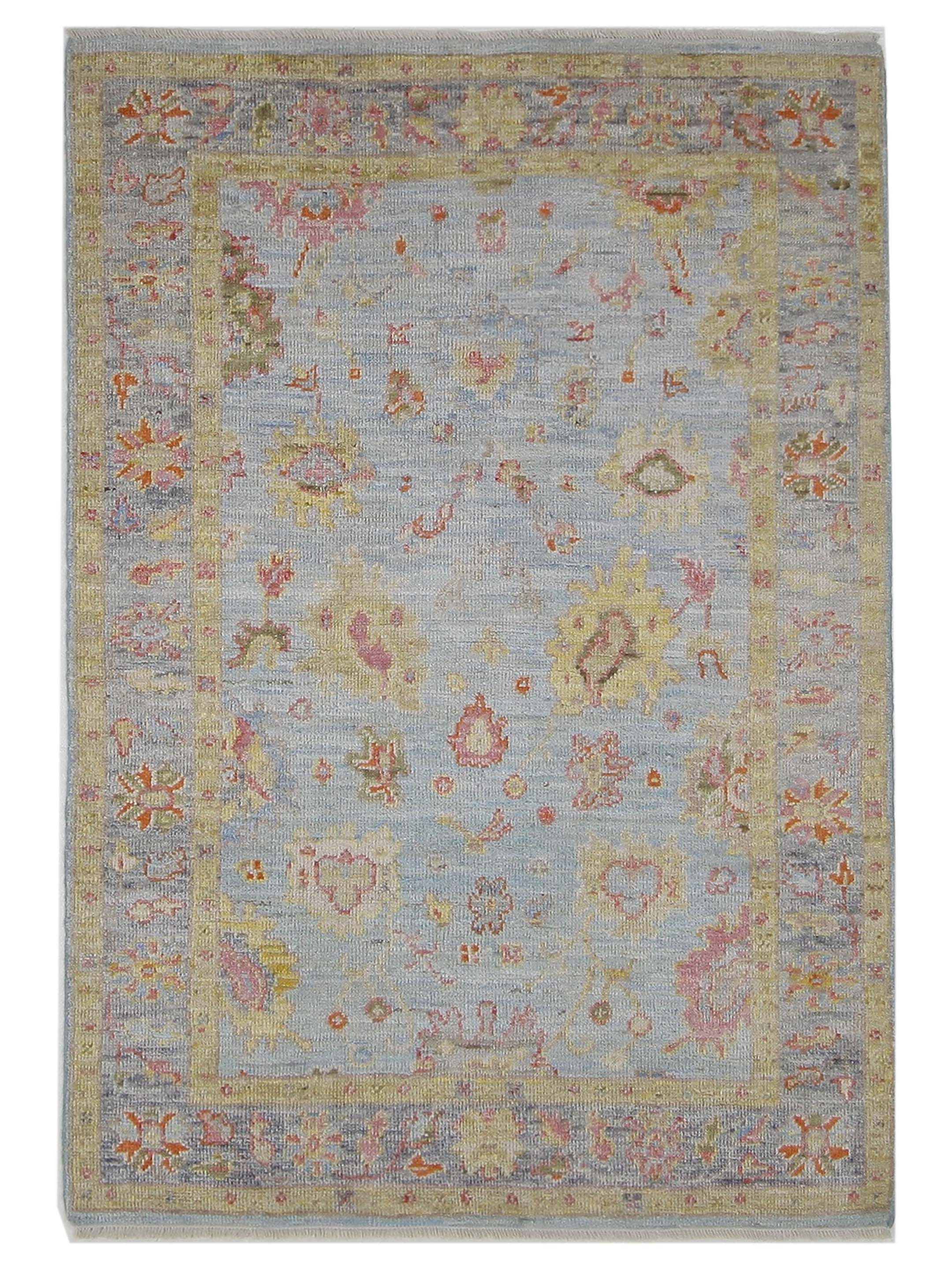 Ushak Wool Weft Hand Knotted Lt.Blue 4x6