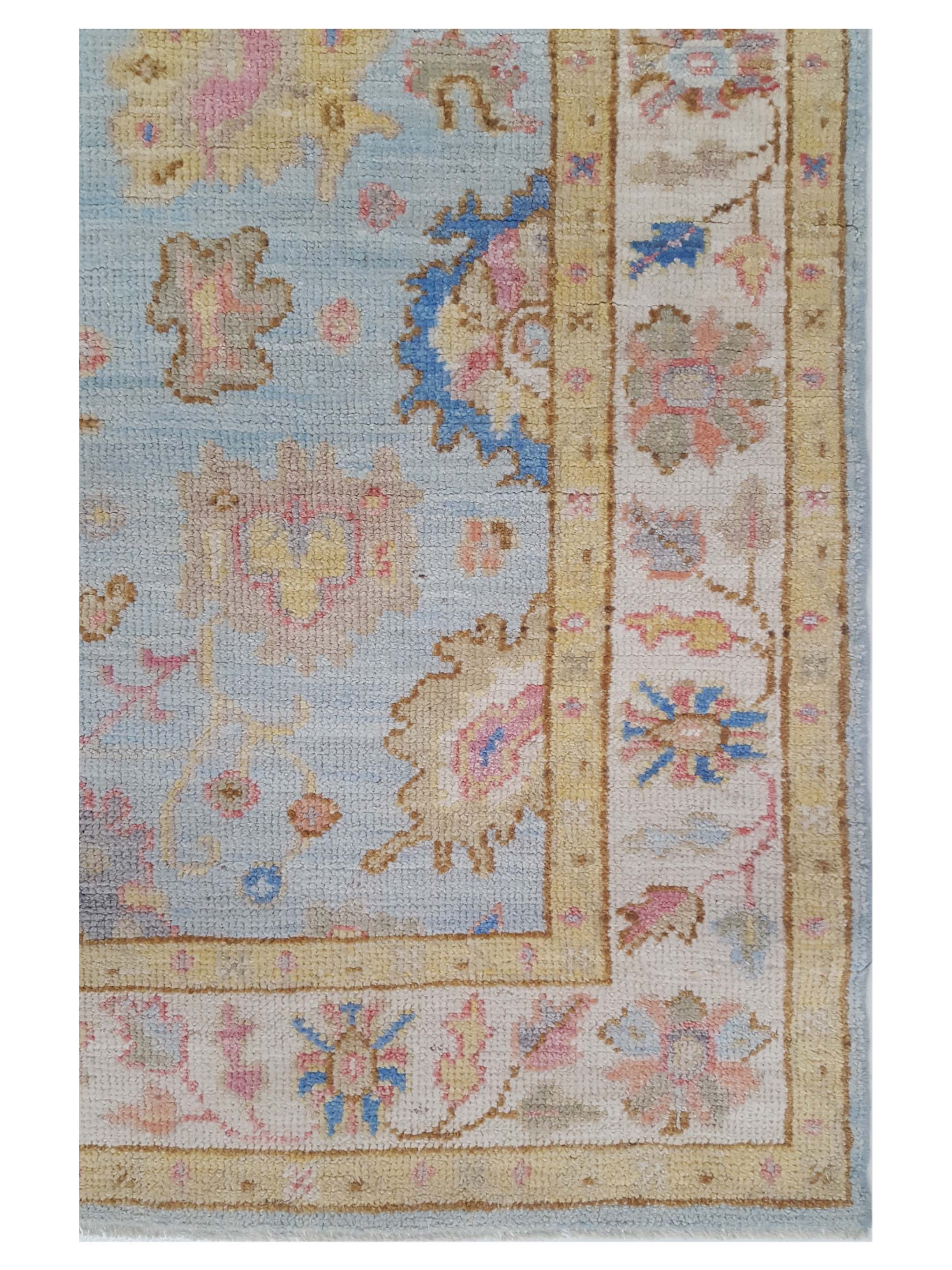 Ushak Wool Weft Hand Knotted Lt.Blue 4x6 - Image 3 of 5
