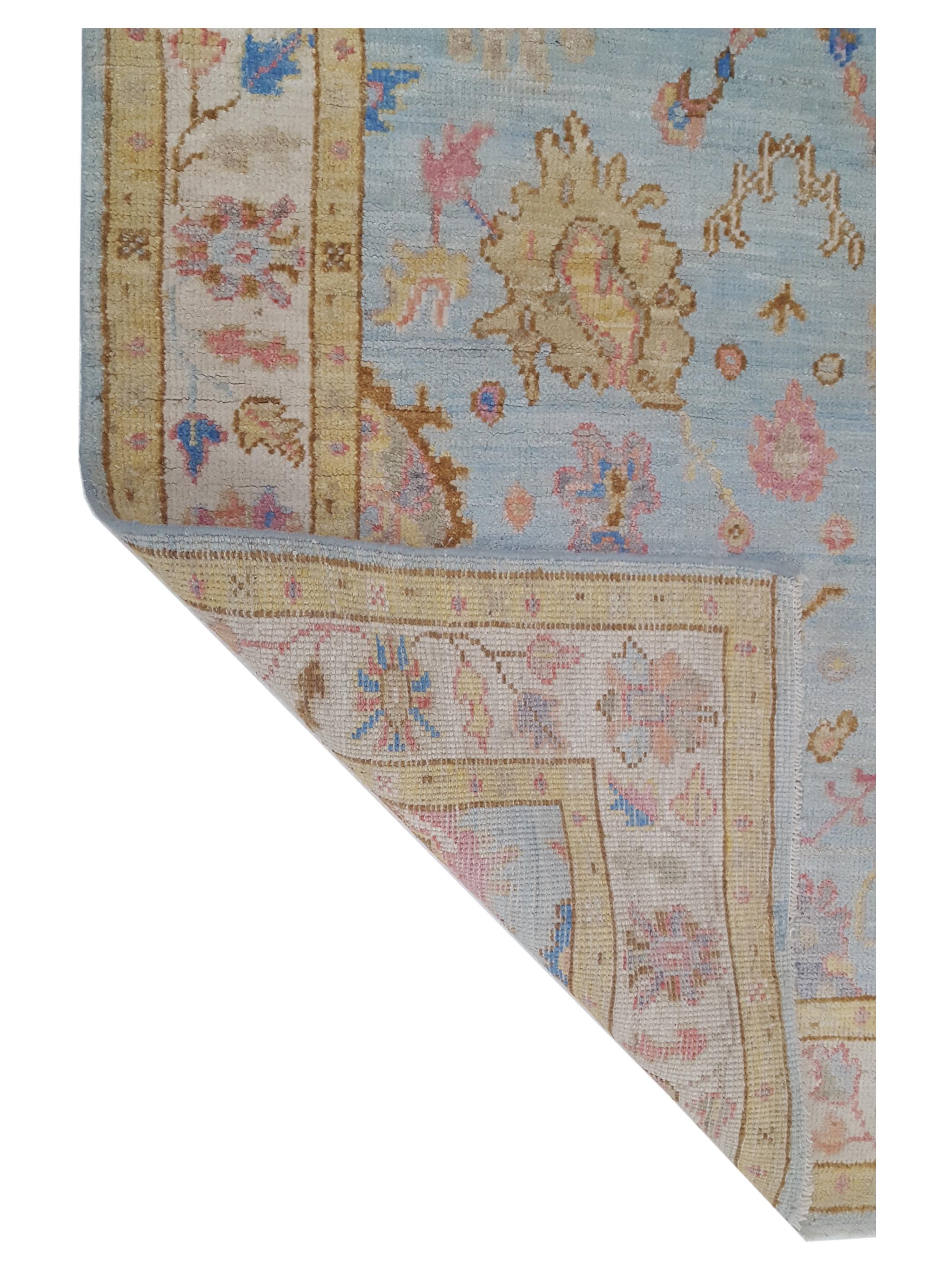 Ushak Wool Weft Hand Knotted Lt.Blue 4x6 - Image 5 of 5