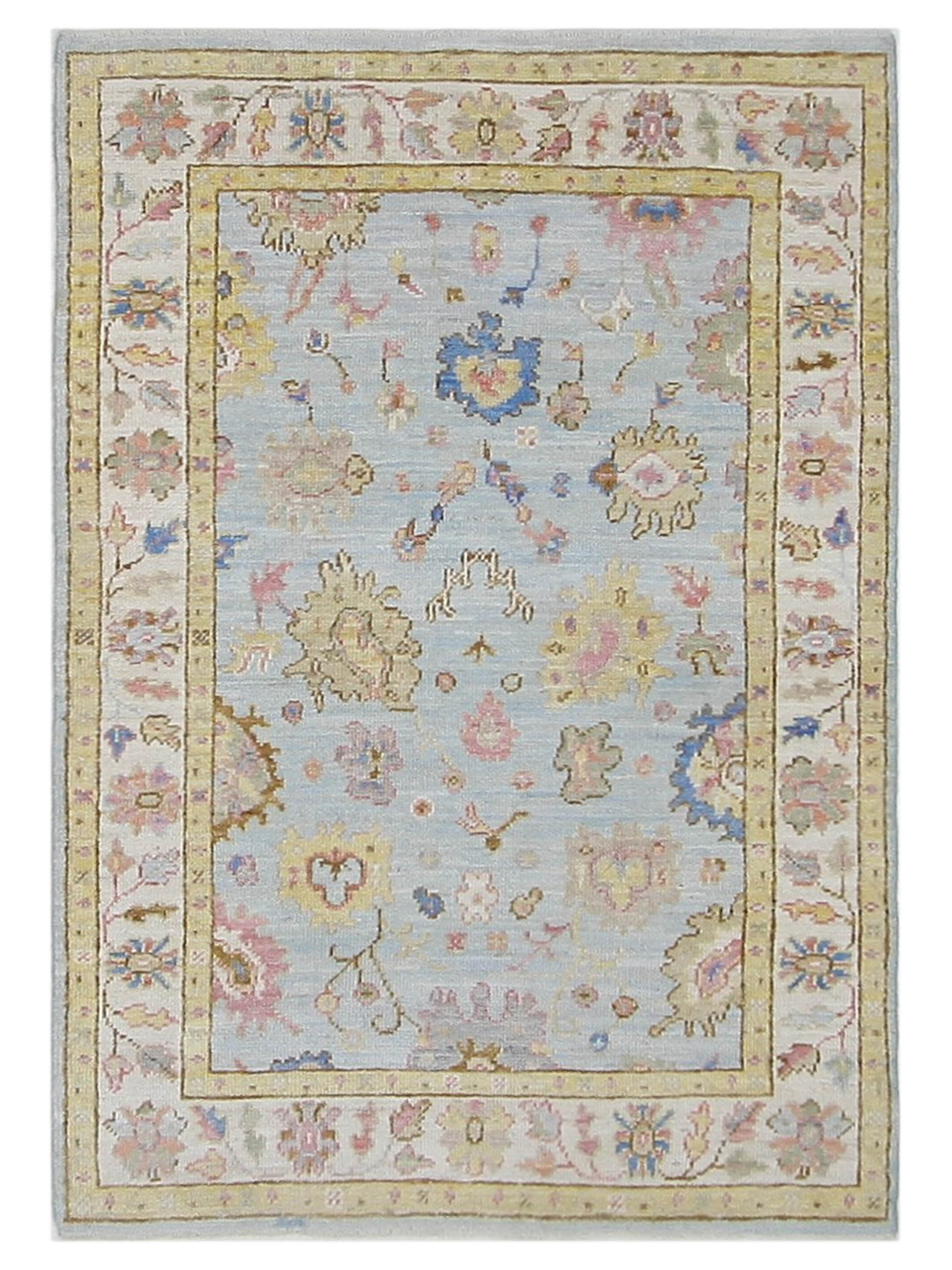 Ushak Wool Weft Hand Knotted Lt.Blue 4x6