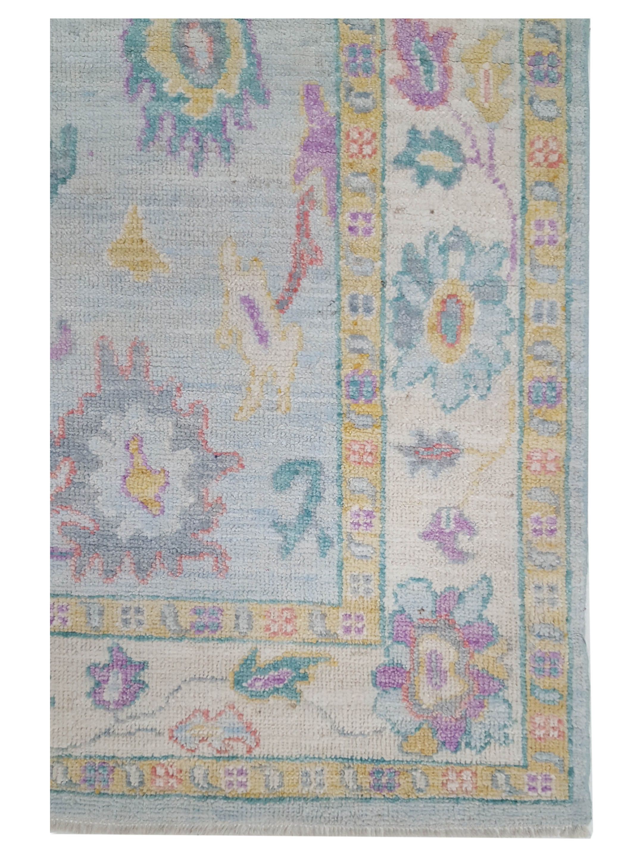 Ushak Wool Weft Hand Knotted Lt.Blue 4x6 - Image 3 of 5