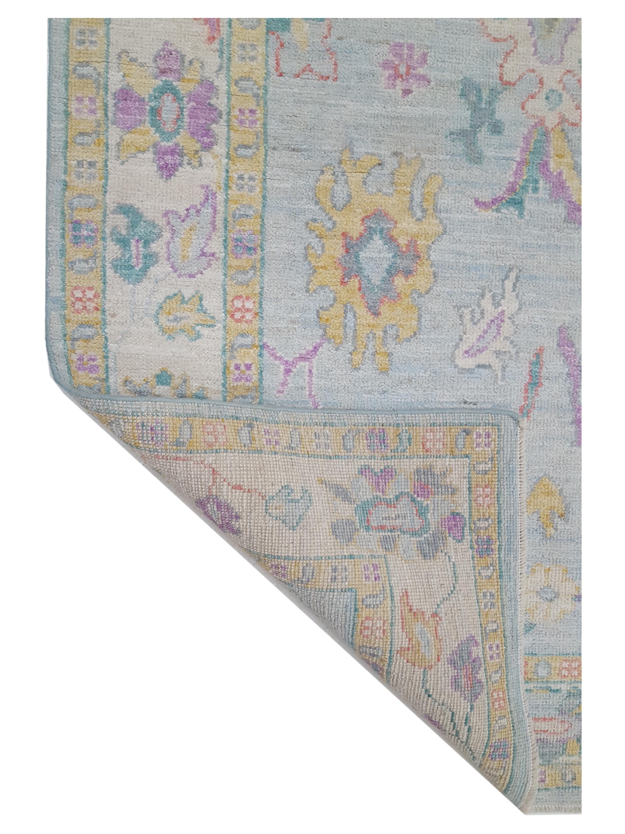 Ushak Wool Weft Hand Knotted Lt.Blue 4x6 - Image 5 of 5