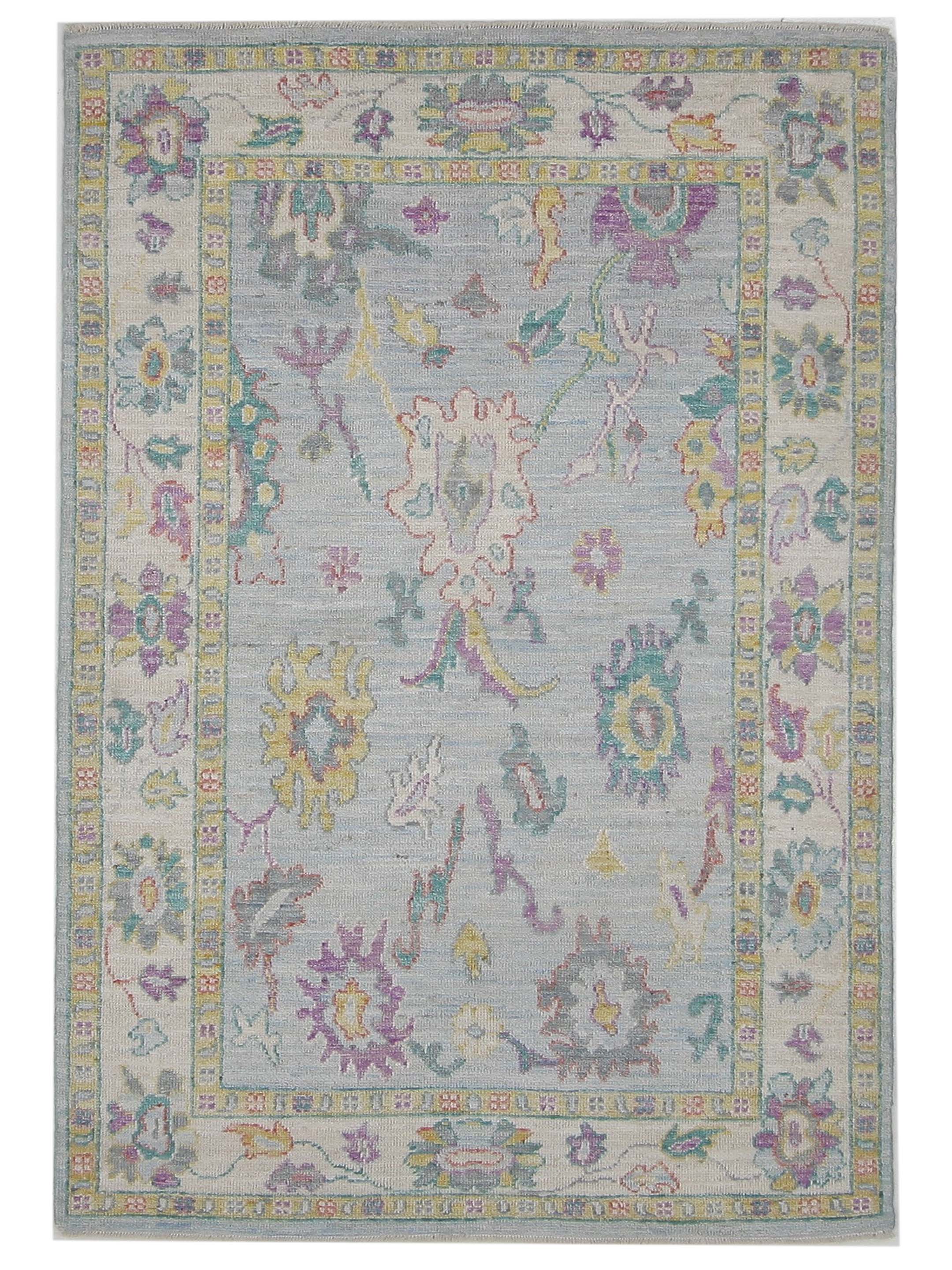 Ushak Wool Weft Hand Knotted Lt.Blue 4x6