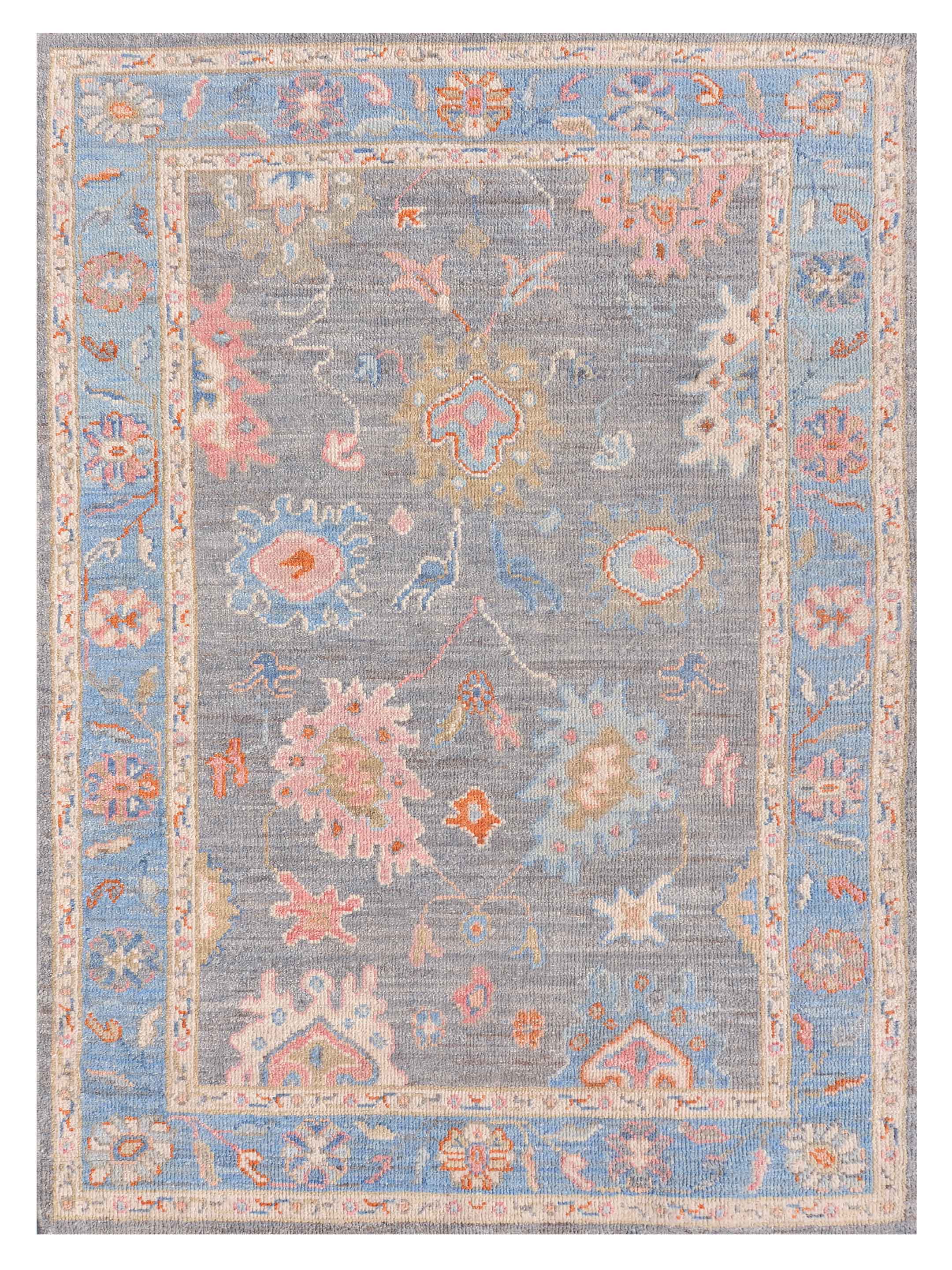 Ushak Wool Weft Hand Knotted Grey 4x6 - Image 6 of 9