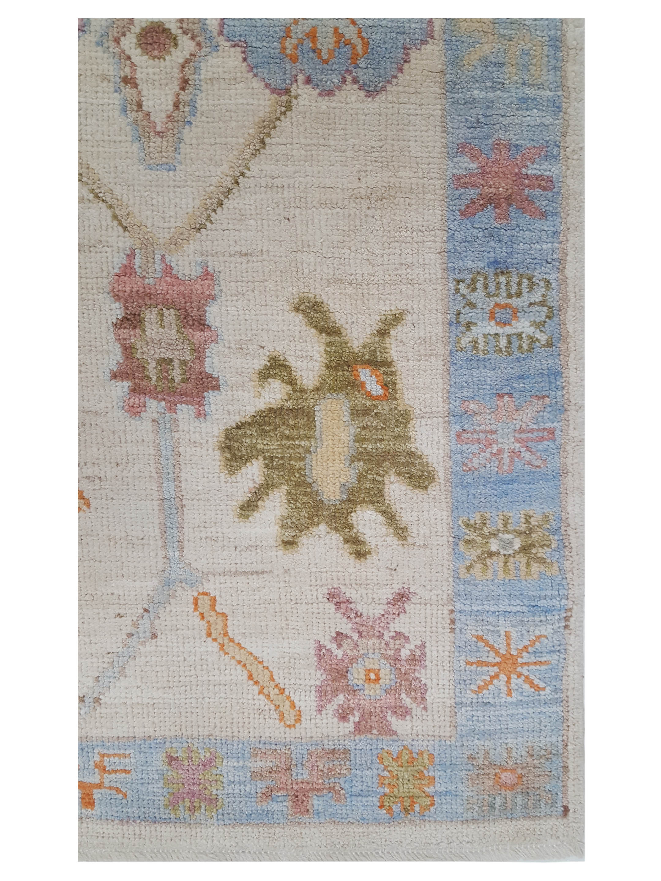 Ushak Wool Weft Hand Knotted Ivory 2.6x6 - Image 3 of 5