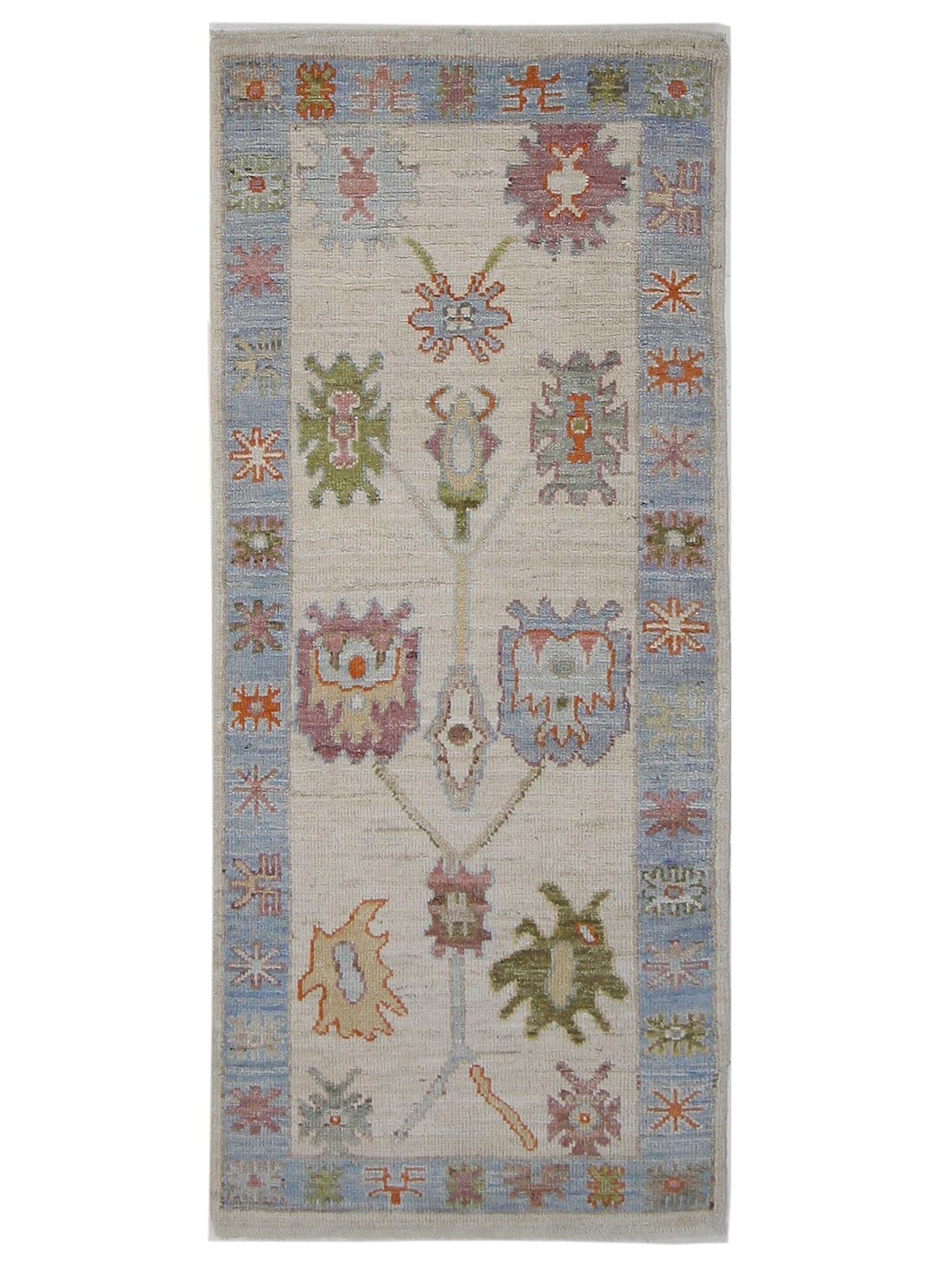 Ushak Wool Weft Hand Knotted Ivory 2.6x6