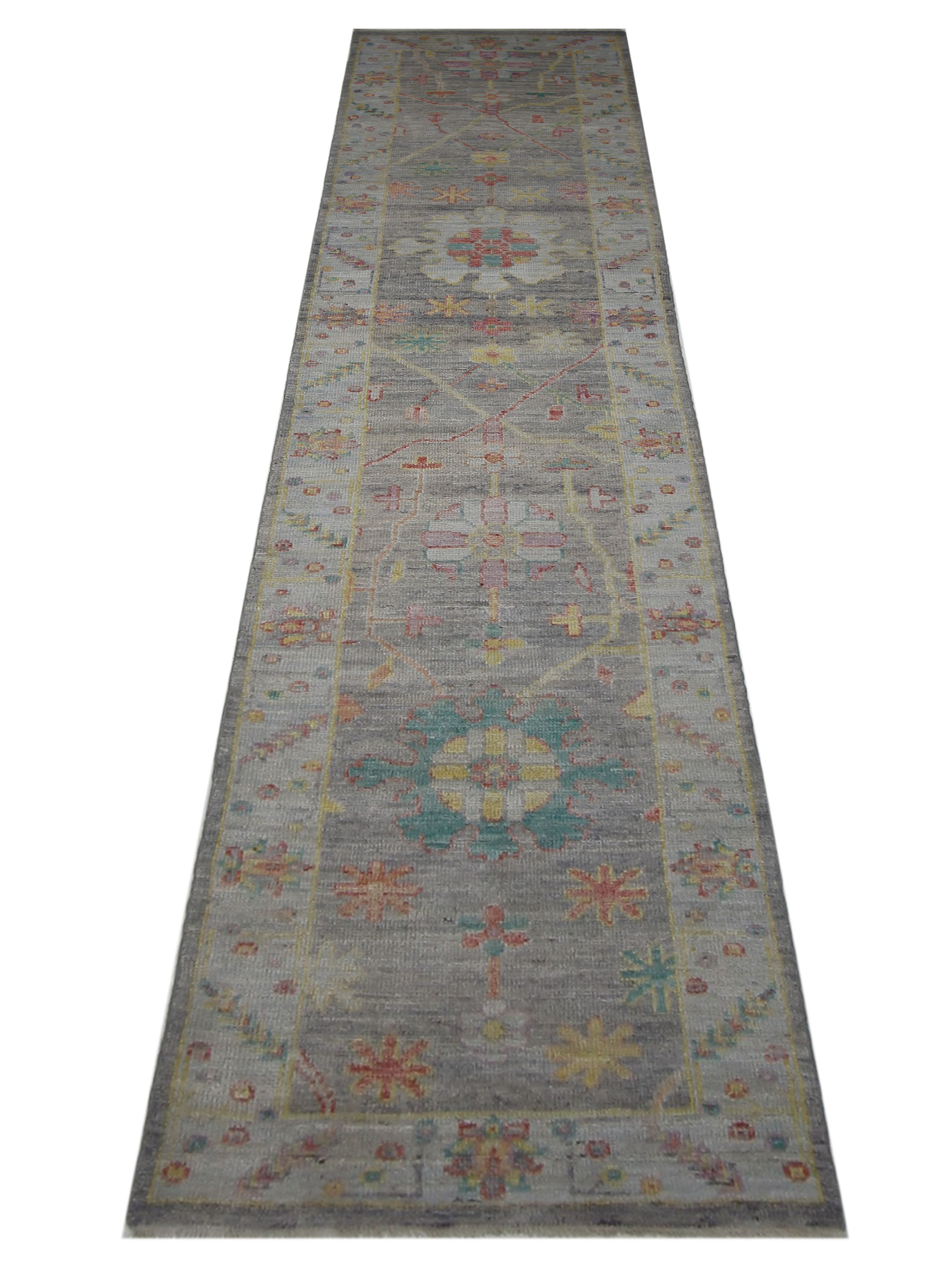Ushak Wool Weft Hand Knotted Grey 3x12 - Image 2 of 4