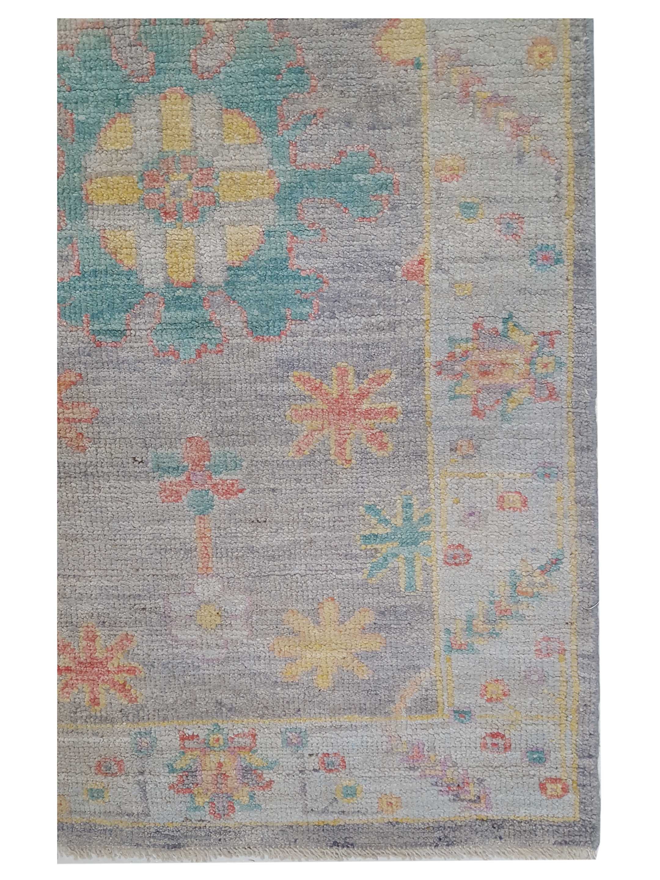 Ushak Wool Weft Hand Knotted Grey 3x12 - Image 3 of 4