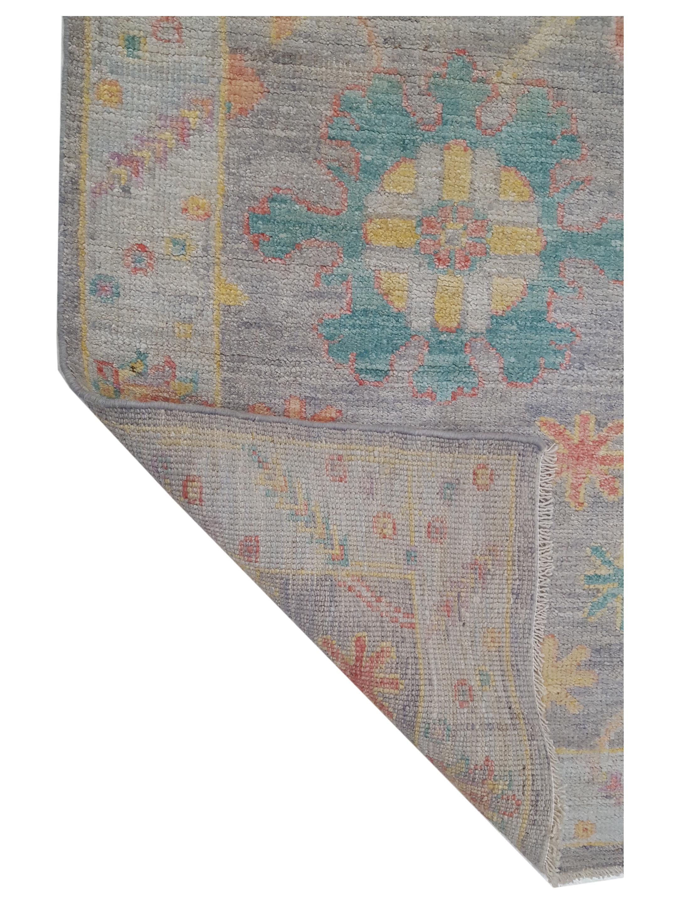 Ushak Wool Weft Hand Knotted Grey 3x12 - Image 4 of 4
