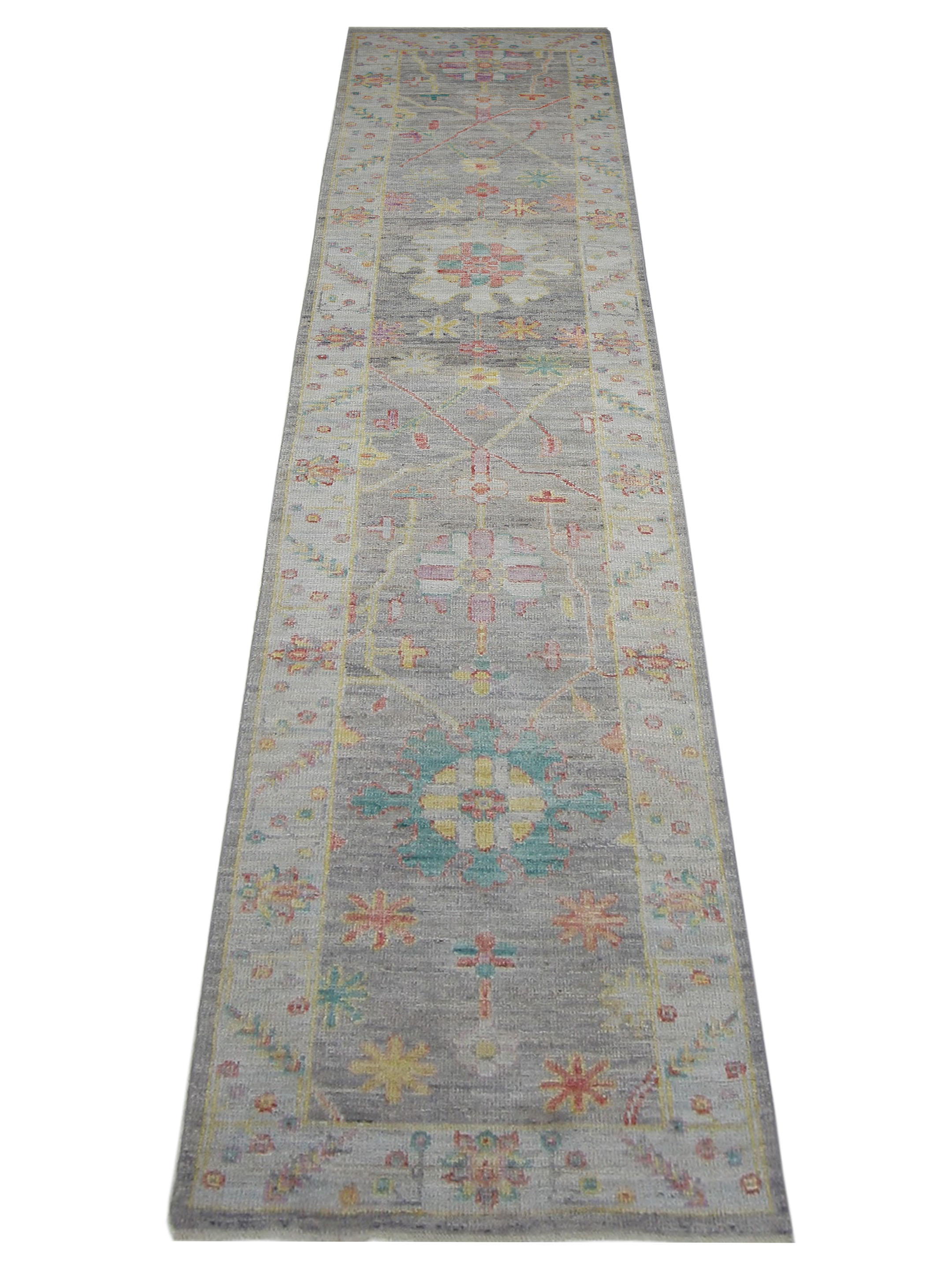 Ushak Wool Weft Hand Knotted Grey 3x12 - Image 2 of 4