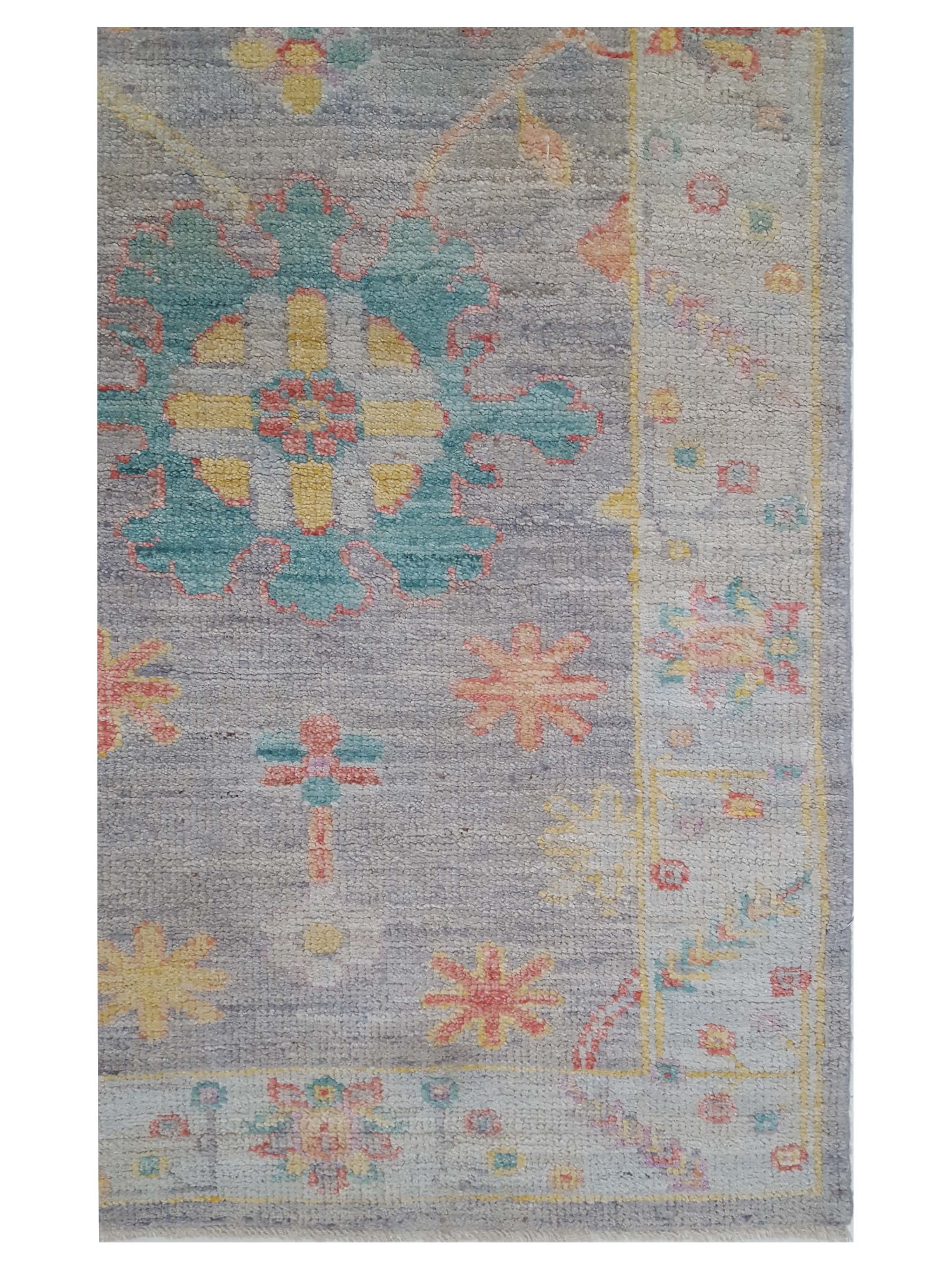 Ushak Wool Weft Hand Knotted Grey 3x12 - Image 3 of 4