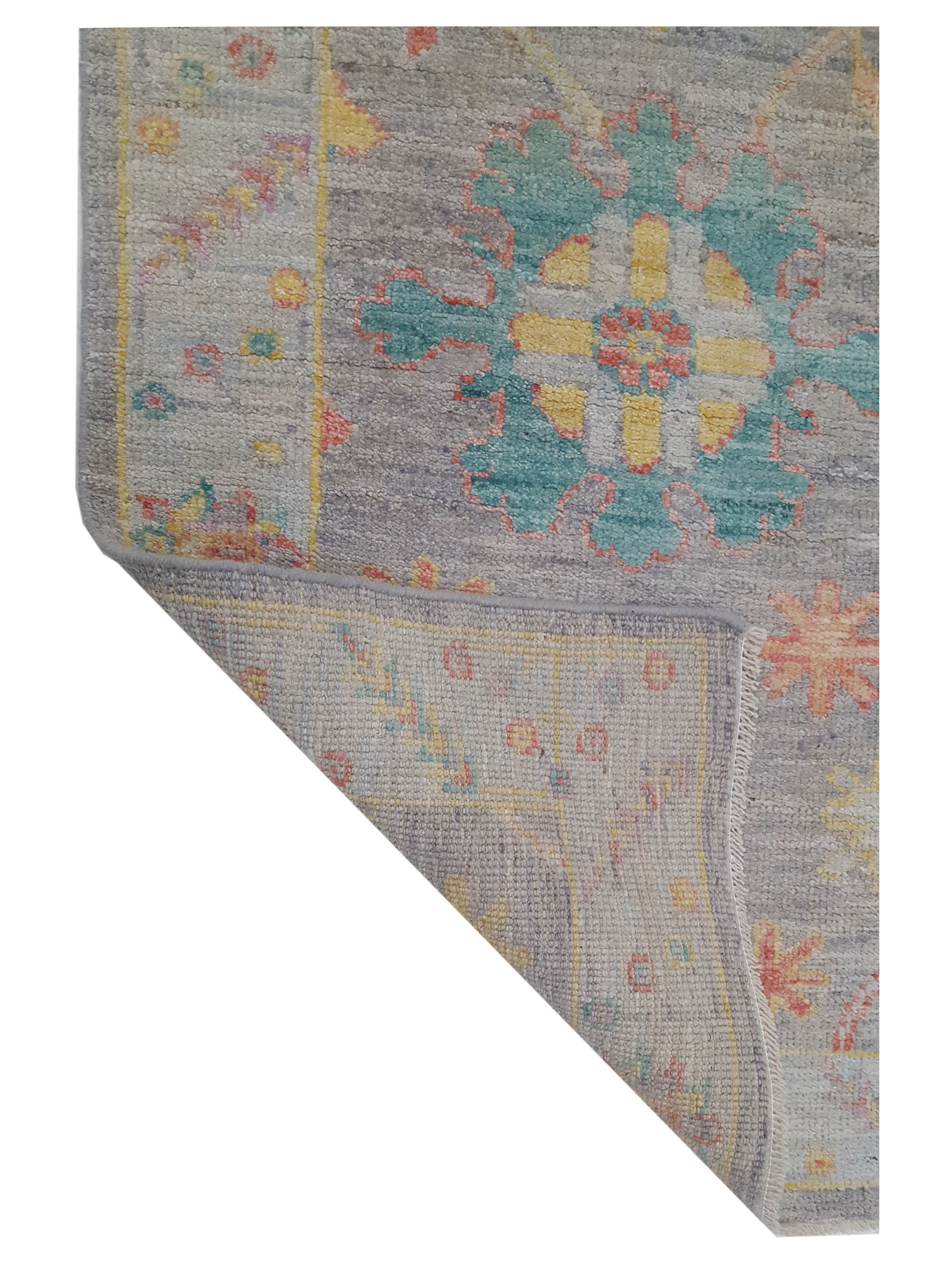 Ushak Wool Weft Hand Knotted Grey 3x12 - Image 4 of 4