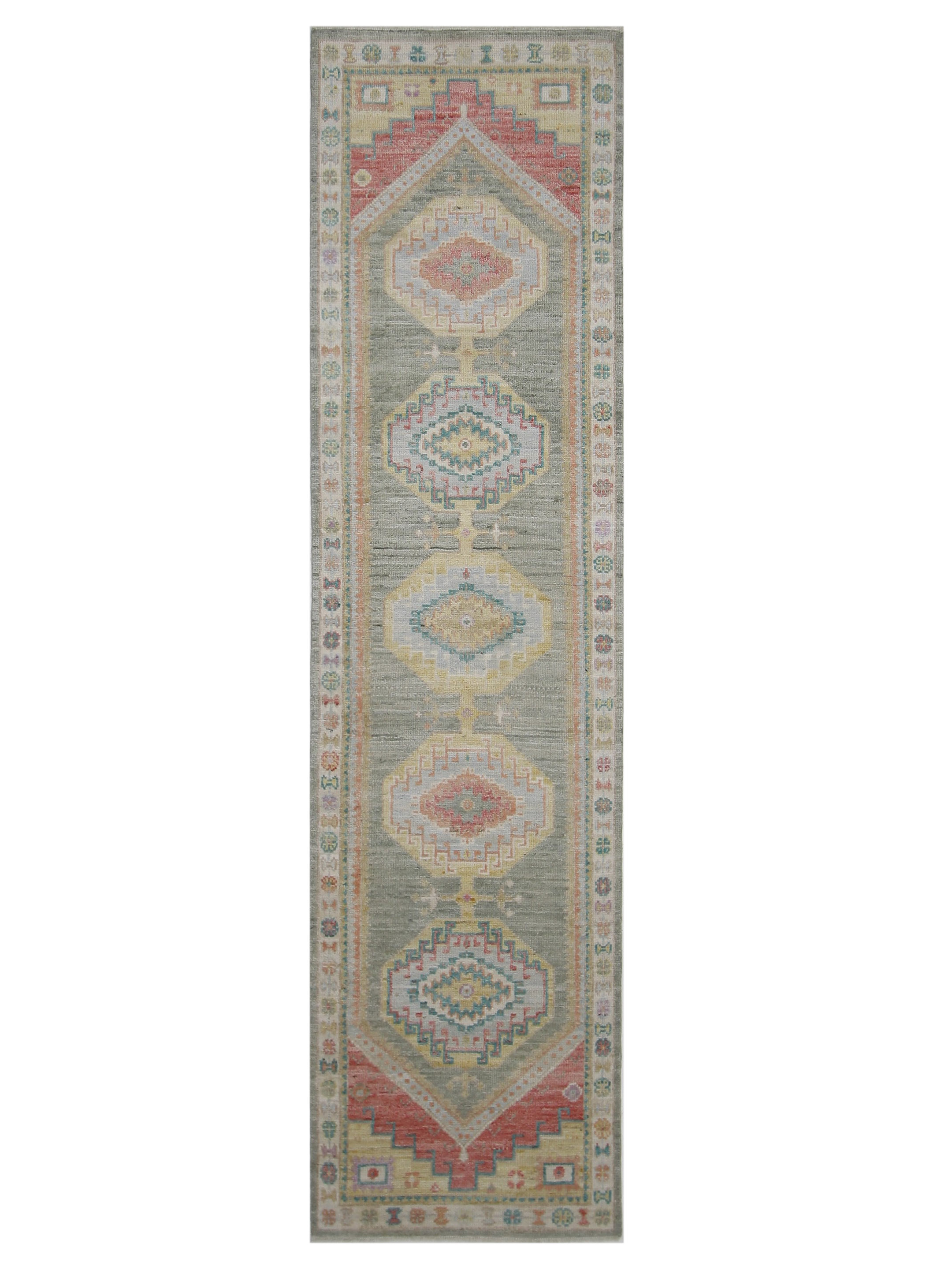 Ushak Wool Weft Hand Knotted Lt.Green 3x10