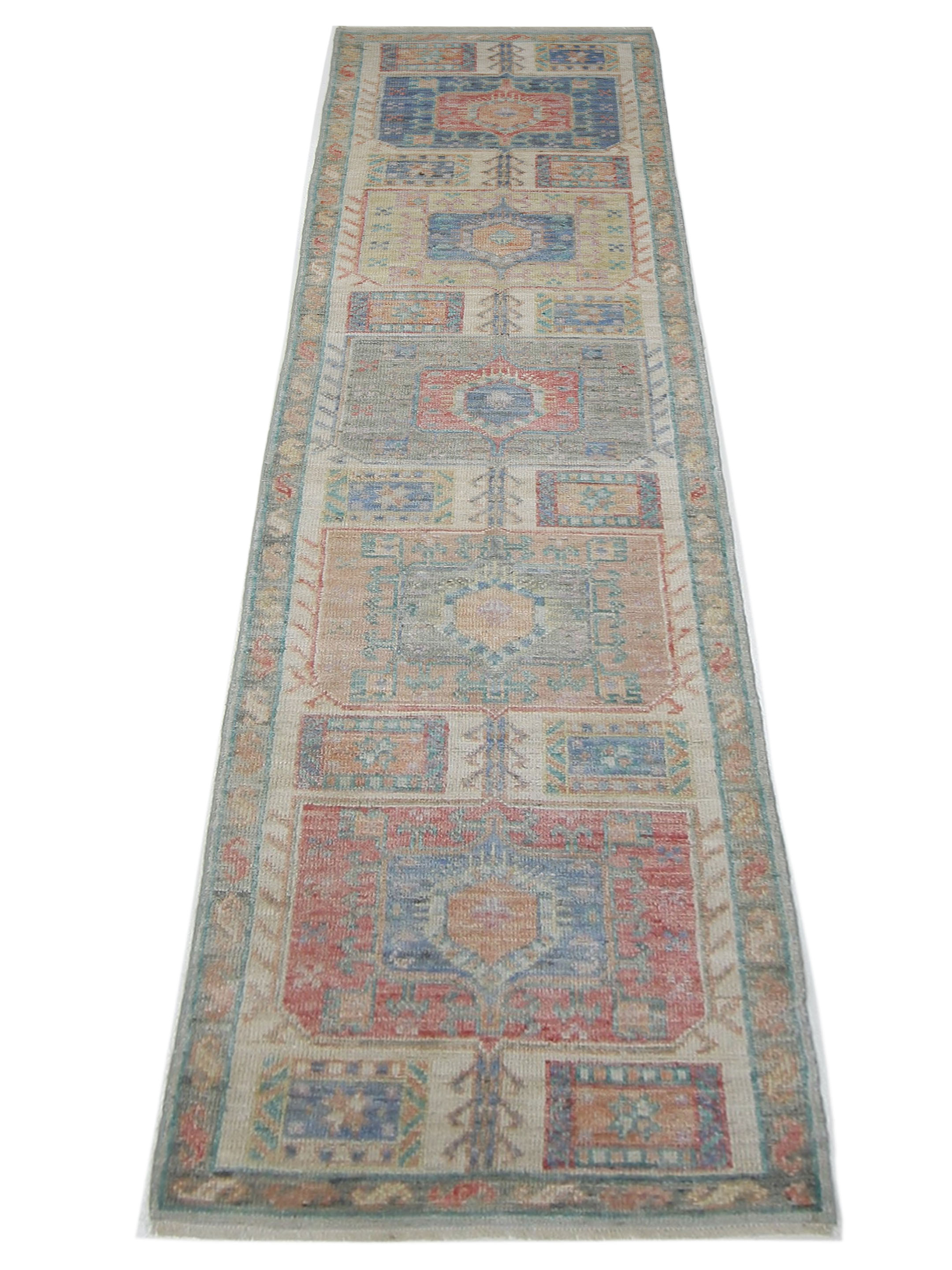 Ushak Wool Weft Hand Knotted Beige 3x10 - Image 2 of 4