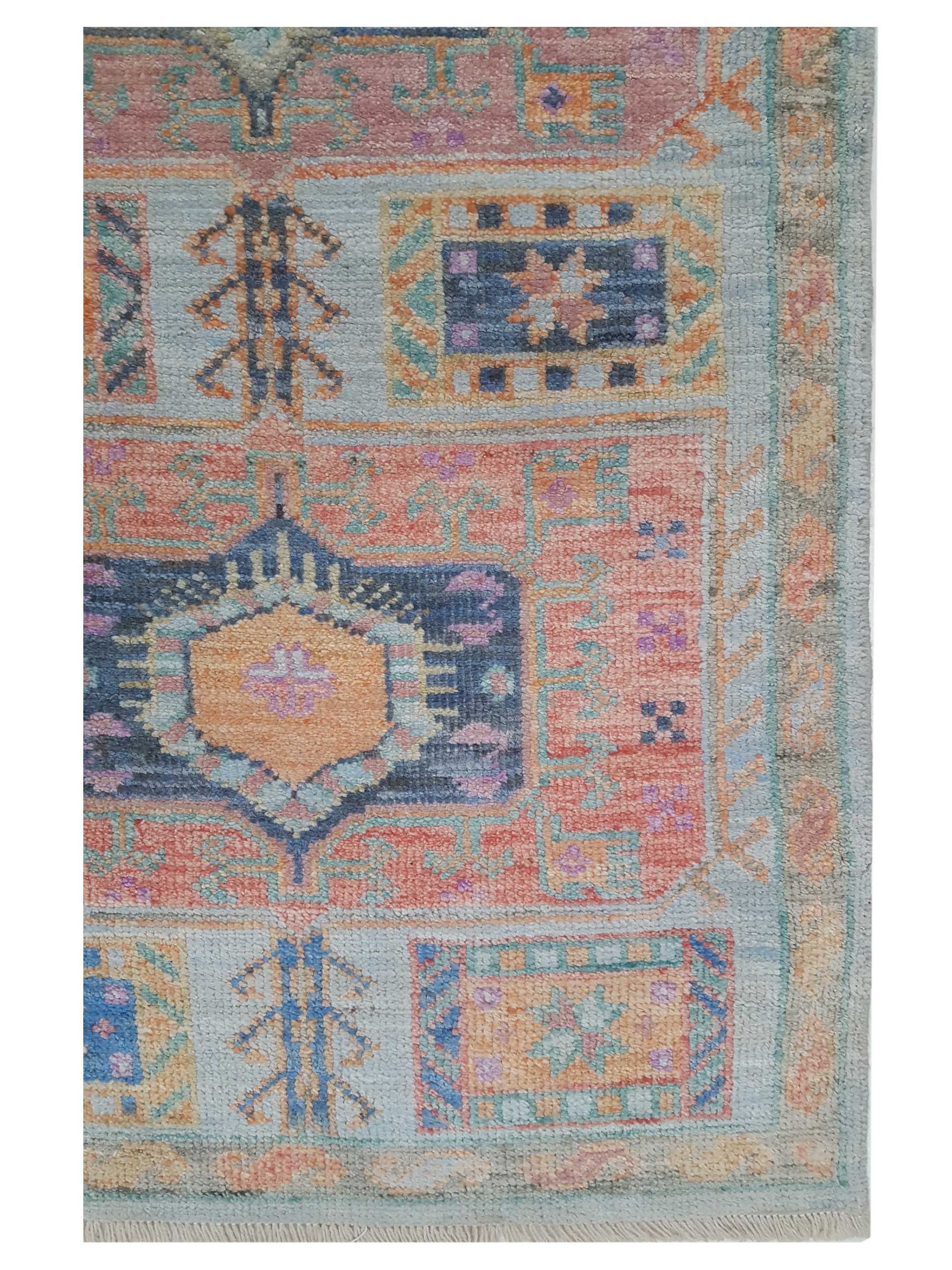 Ushak Wool Weft Hand Knotted Lt.Blue 2.6x12 - Image 3 of 4