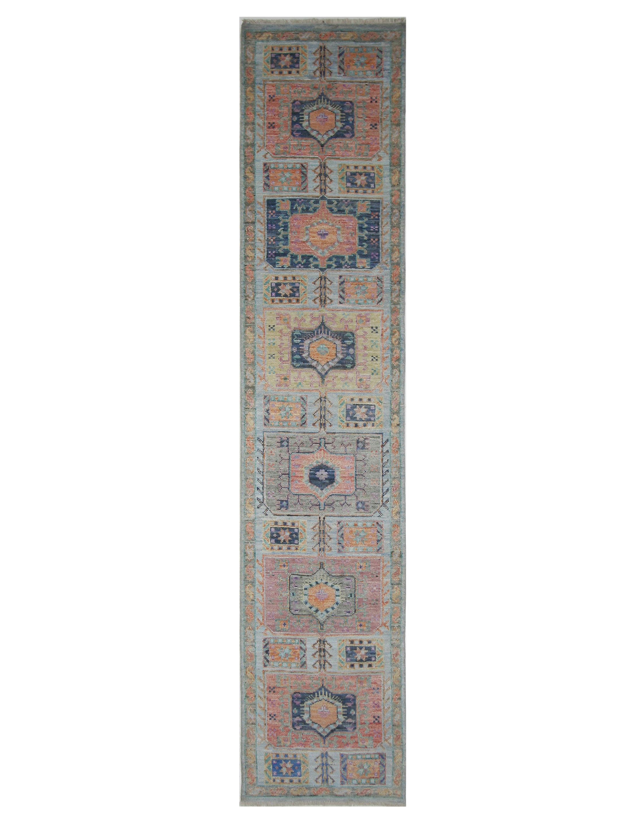 Ushak Wool Weft Hand Knotted Lt.Blue 2.6x12